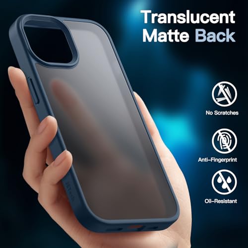 JETech 3 in 1 Matte Case for iPhone 13 6.1-Inch with 2-Pack Tempered Glass Screen Protector, Translucent Frosted Shockproof Phone Cover (Storm Blue)