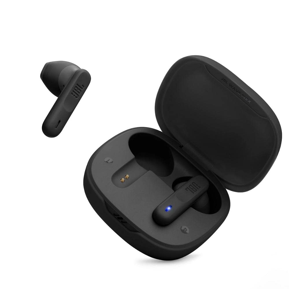 JBL Wave Flex True Wireless Earbuds, Deep Base Sound, Comfortable Fit, 32H Battery, Smart Ambient + Talkthru, Hands-Free Call, VoiceAware, Water and Dust Resistant - Black, JBLWFLEXBLK, Standard