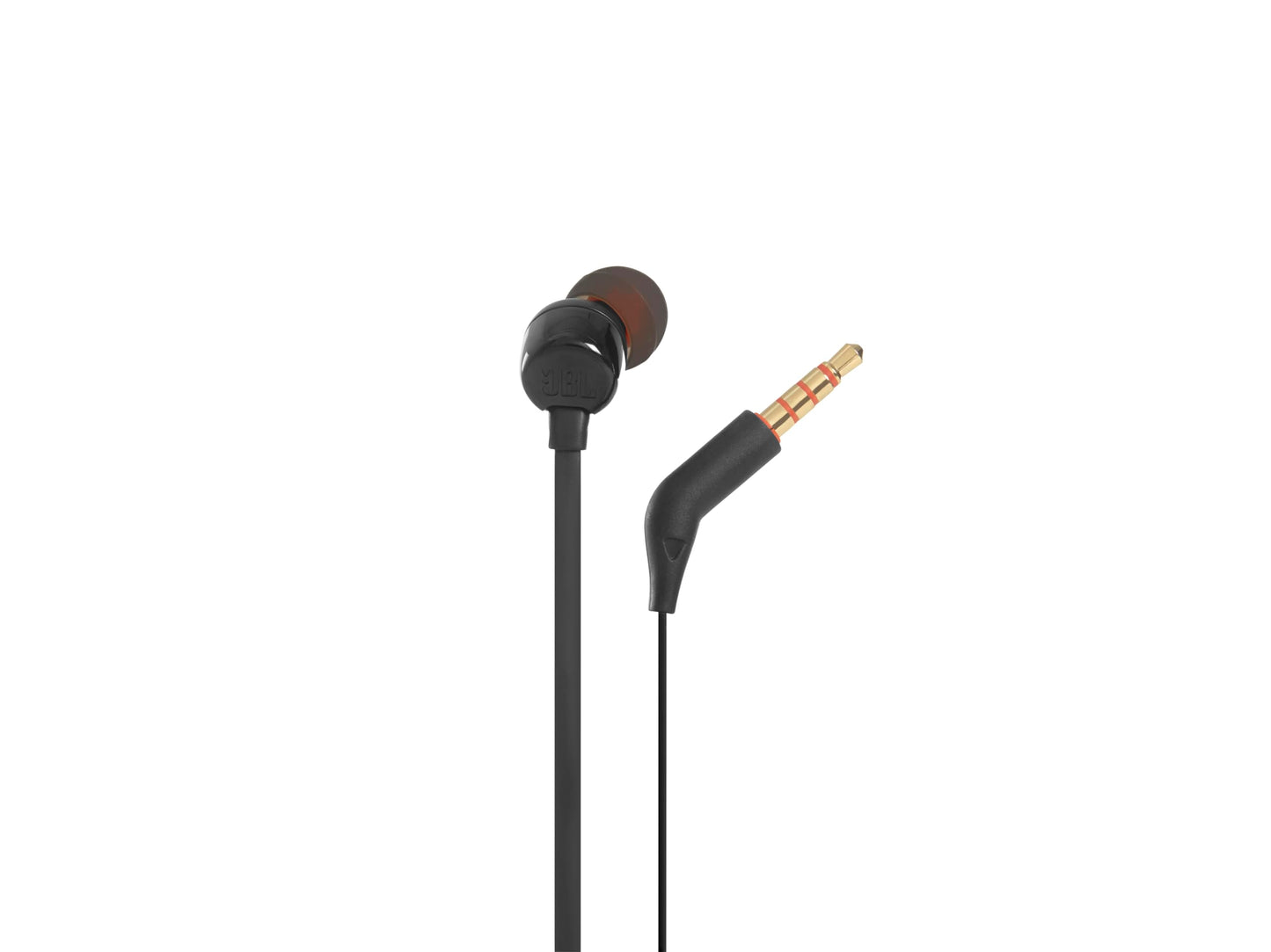 JBL Tune 110 Wired In-Ear Headphones, Deep and Powerful Pure Bass Sound, 1-Button Remote/Mic, Tangle-Free Flat Cable, Ultra Comfortable Fit - Black, JBLT110BLK