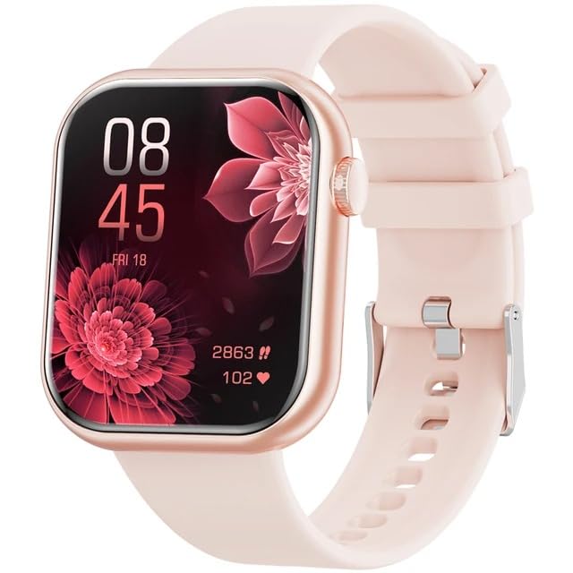 Smart Watch Women(Answer/Make Calls), 2023 Newest 1.8'' Bluetooth Smart Watch for Android iPhones, 5ATM Waterproof Outdoor Fitness Tracker with AI Voice/Heart Rate/SpO2/Sleep Monitor, Smartwatch Pink