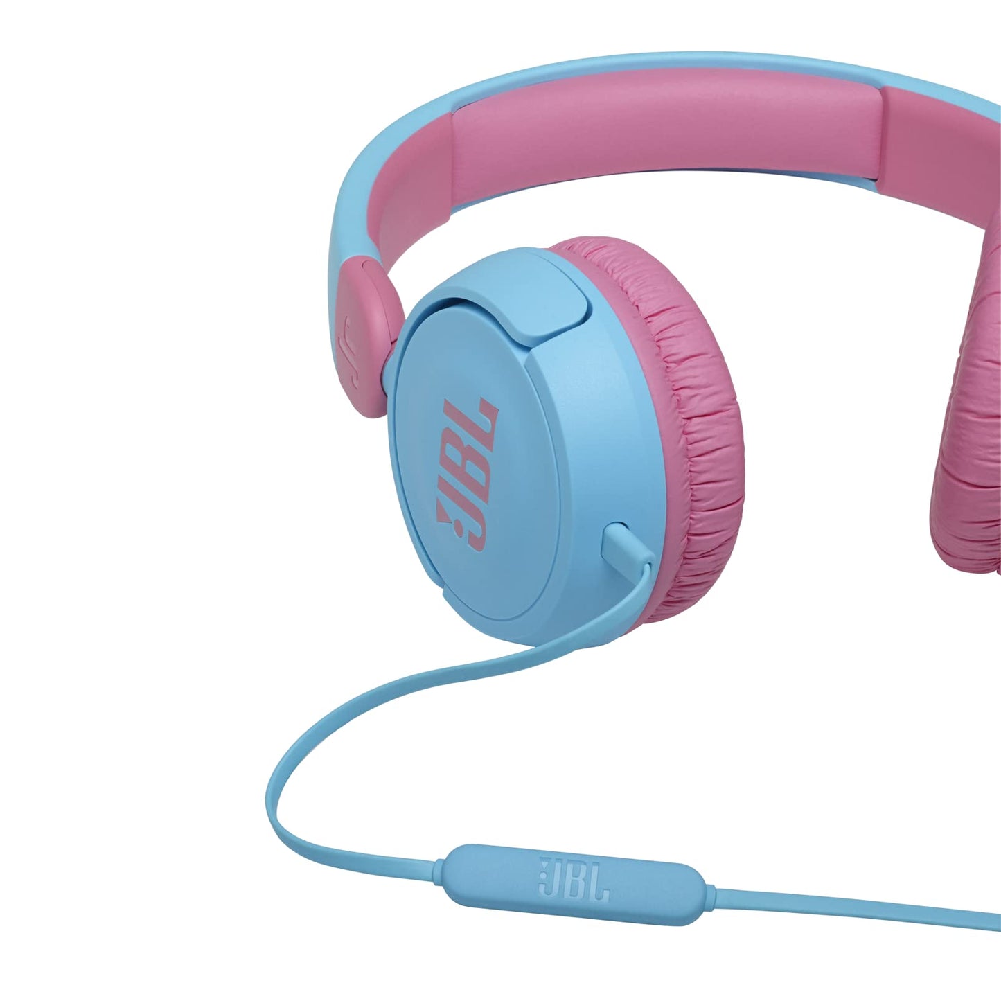 JBL Jr 310 Kids Wired On-Ear Headphones, Safe Sound (<85dB), Built-In Mic, Sof Padded Headband, Comfortable Ear Cushion, Compact and Foldable Design, Single-Side Flat Cable - Blue, JBLJR310BLU