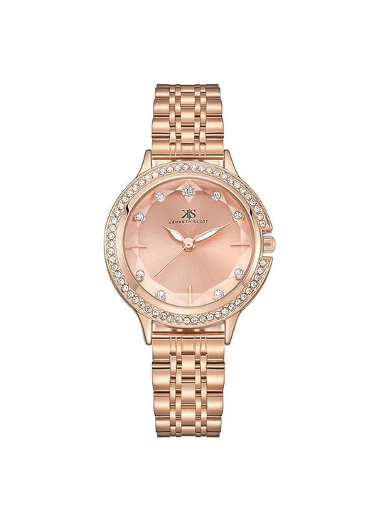 Kenneth Scott Women PE21 Movement Watch, Analog Display and Stainless Steel Strap - K23521-RBKK, Rose Gold