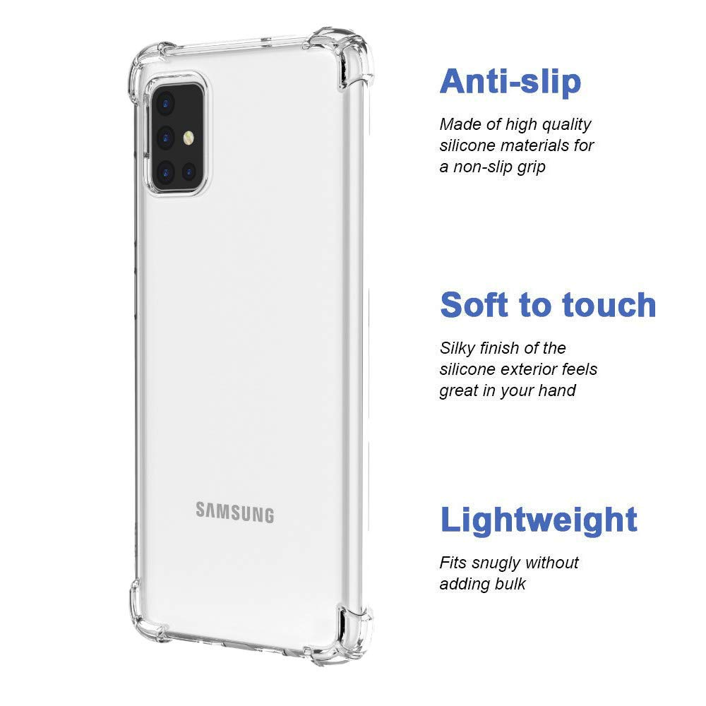 Starhemei For Galaxy A51 Case, Shock-Resistant Flexible Tpu Gasbag Protection Rubber Soft Silicone Anti Dropping Phone Case Cover Samsung (Clear)