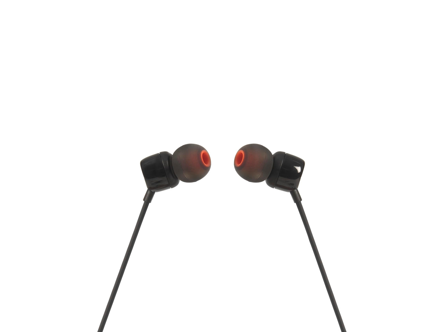 JBL Tune 110 Wired In-Ear Headphones, Deep and Powerful Pure Bass Sound, 1-Button Remote/Mic, Tangle-Free Flat Cable, Ultra Comfortable Fit - Black, JBLT110BLK