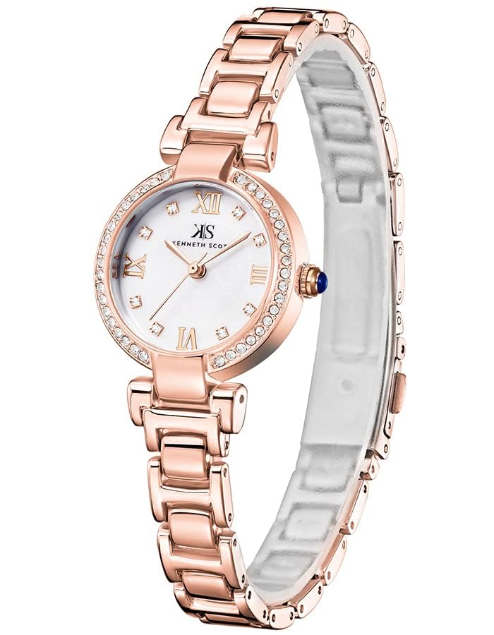 Kenneth Scott Women's Quartz Movement Watch, Analog Display and Alloy Strap - K22520-RBKM, Rose Gold