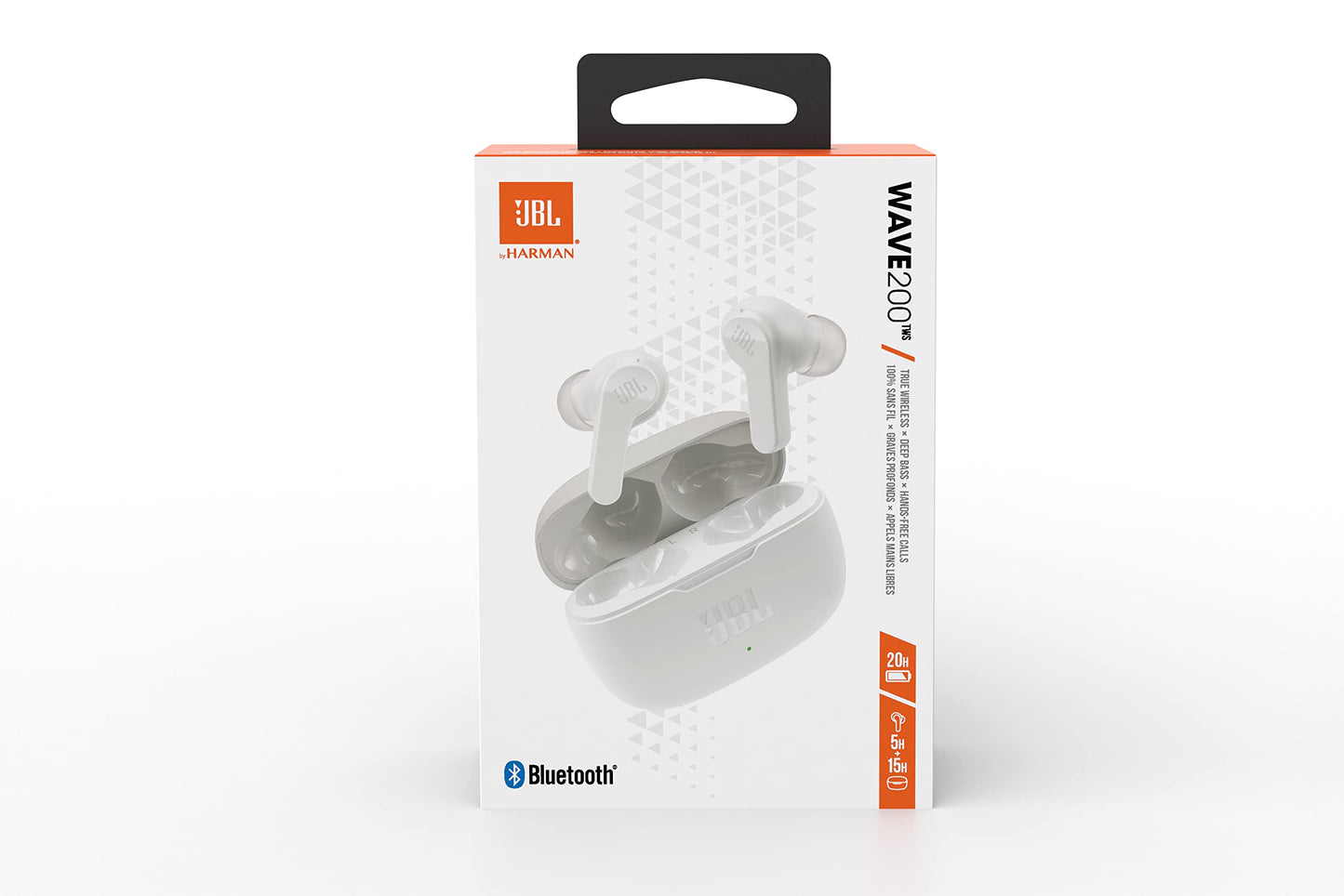 JBL Wave200 True Wireless Earbud Headphones, Deep Powerful Bass, 20H Battery, Dual Connect, Hand-Free Call, Voice Assistant, Comfortable Fit, IPX2 Sweatproof, Pocket Friendly - White, JBLW200TWSWHT