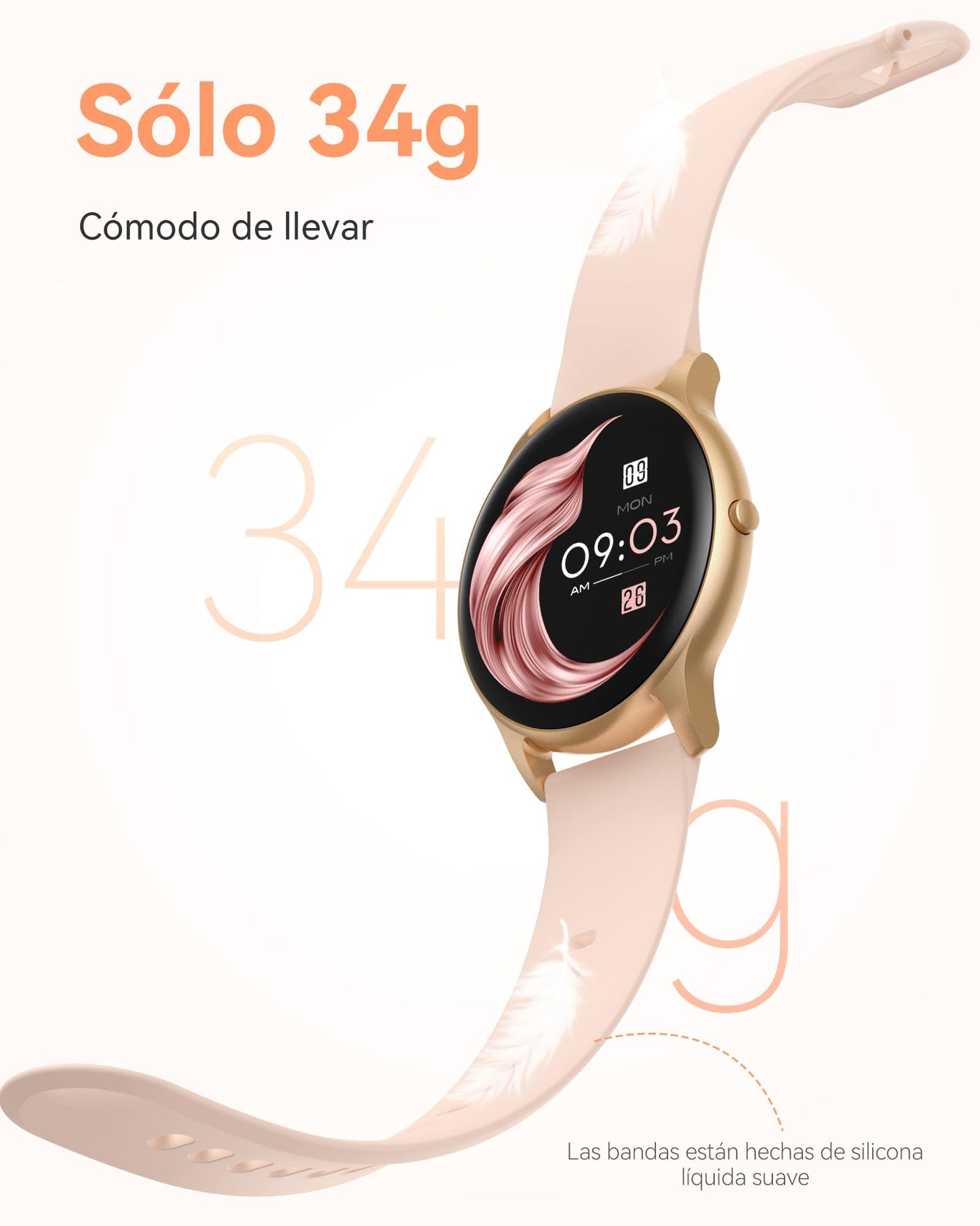 AGPTEK IP68 Waterproof Fitness Tracker Watch Heart Rate Monitor Pedometer Sleep Monitor Smartwatch for Women, Rose Gold, LW11