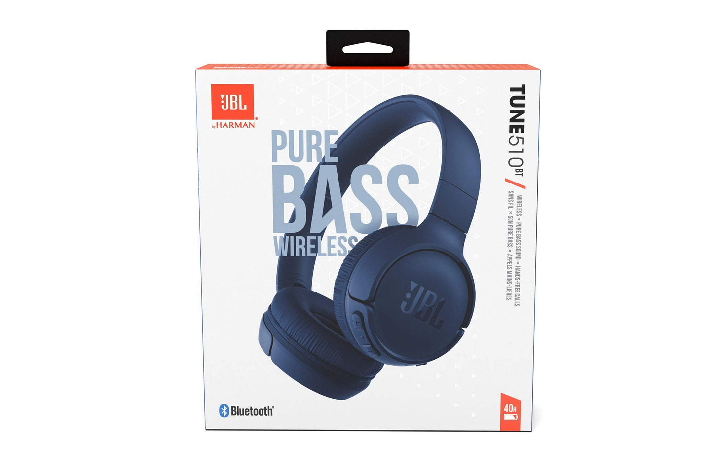 JBL Tune 510BT Wireless On Ear Headphones, Pure Bass Sound, 40H Battery, Speed Charge, Fast USB Type-C, Multi-Point Connection, Foldable Design, Voice Assistant - Blue, JBLT510BTBLUEU