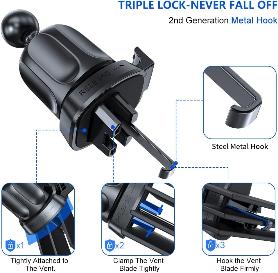 【Holder Expert Generation】 Miracase Car Phone Holder, Mobile Holder for Car Air Vent, Phone Holder Car Compatible with iPhone 14 Pro Max 13 12 11, Samsung S23, Xiaomi, ONEPLUS, Google, HUAWEI and more