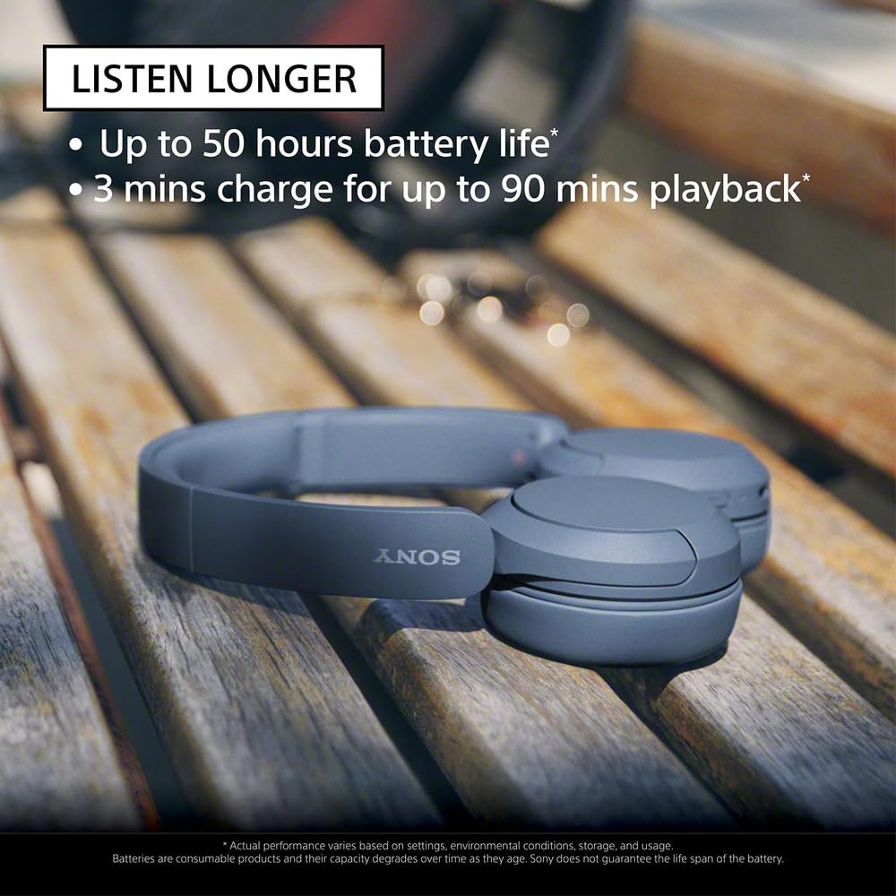 Sony WH-CH520 Wireless Headphones, 50 hours battery life, Clearer hands-free calling, Multipoint Connection, On-ear style, Cream, UAE Model