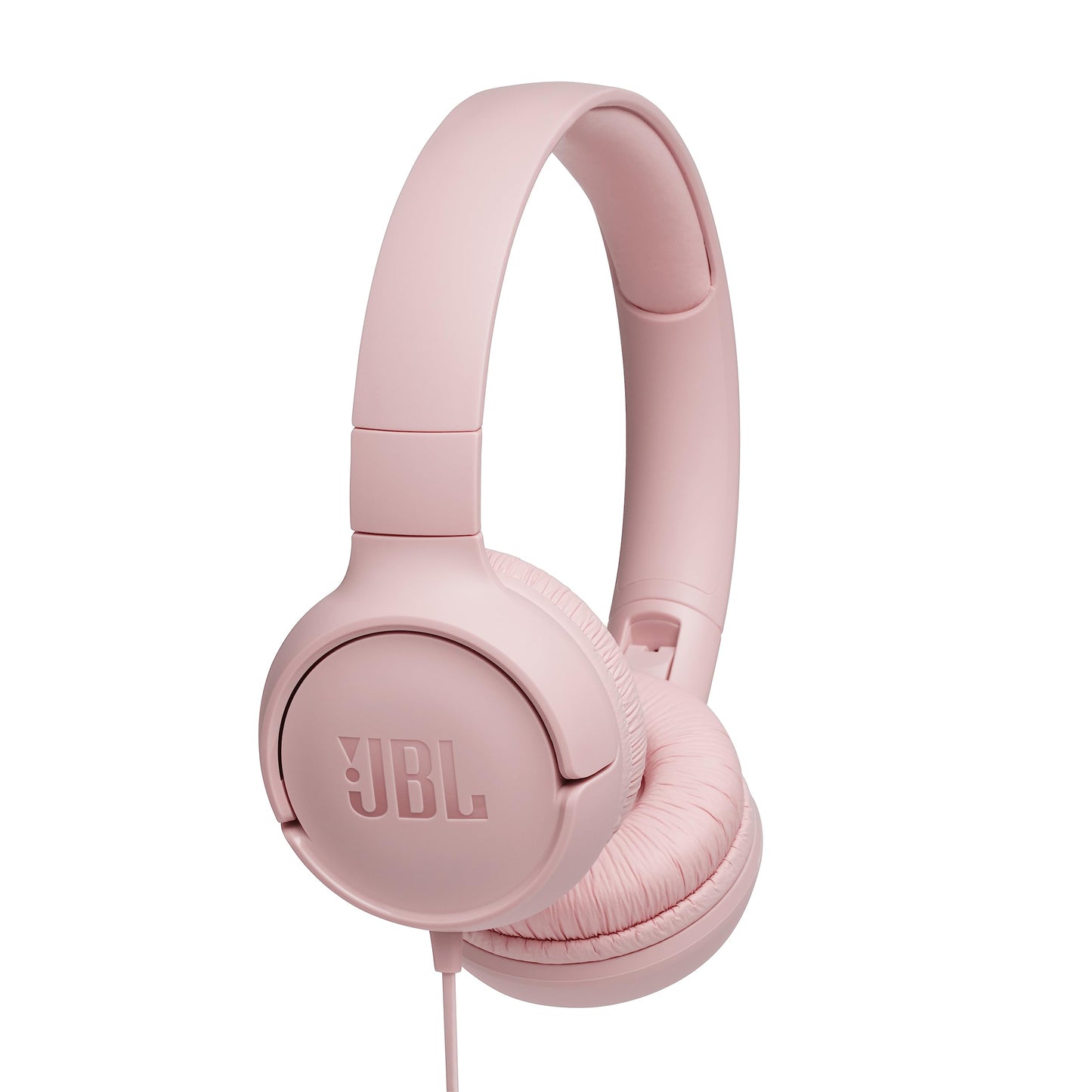 JBL Tune 500 Wired On-Ear Headphones, Deep JBL Pure Bass Sound, 1-Button Remote/Mic, Lightweight and Foldable Design, Tangle-Free Flat Cable, Voice Assistant - Pink, JBLT500PIK