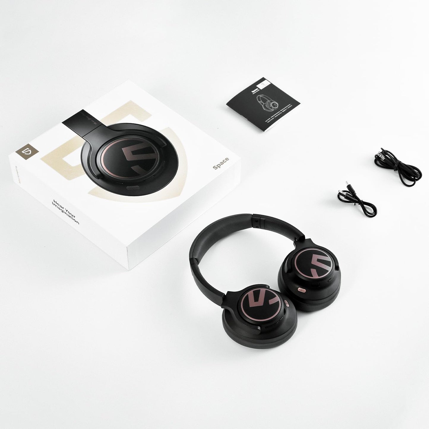 SoundPEATS Space Hybrid Active Noise Cancellation Headphones, Over Ear Headphones with 123H Playtime, Wireless Bluetooth Headphones with Deep Bass, Hi-Res Audio, Multipoint Connection&App Customize EQ