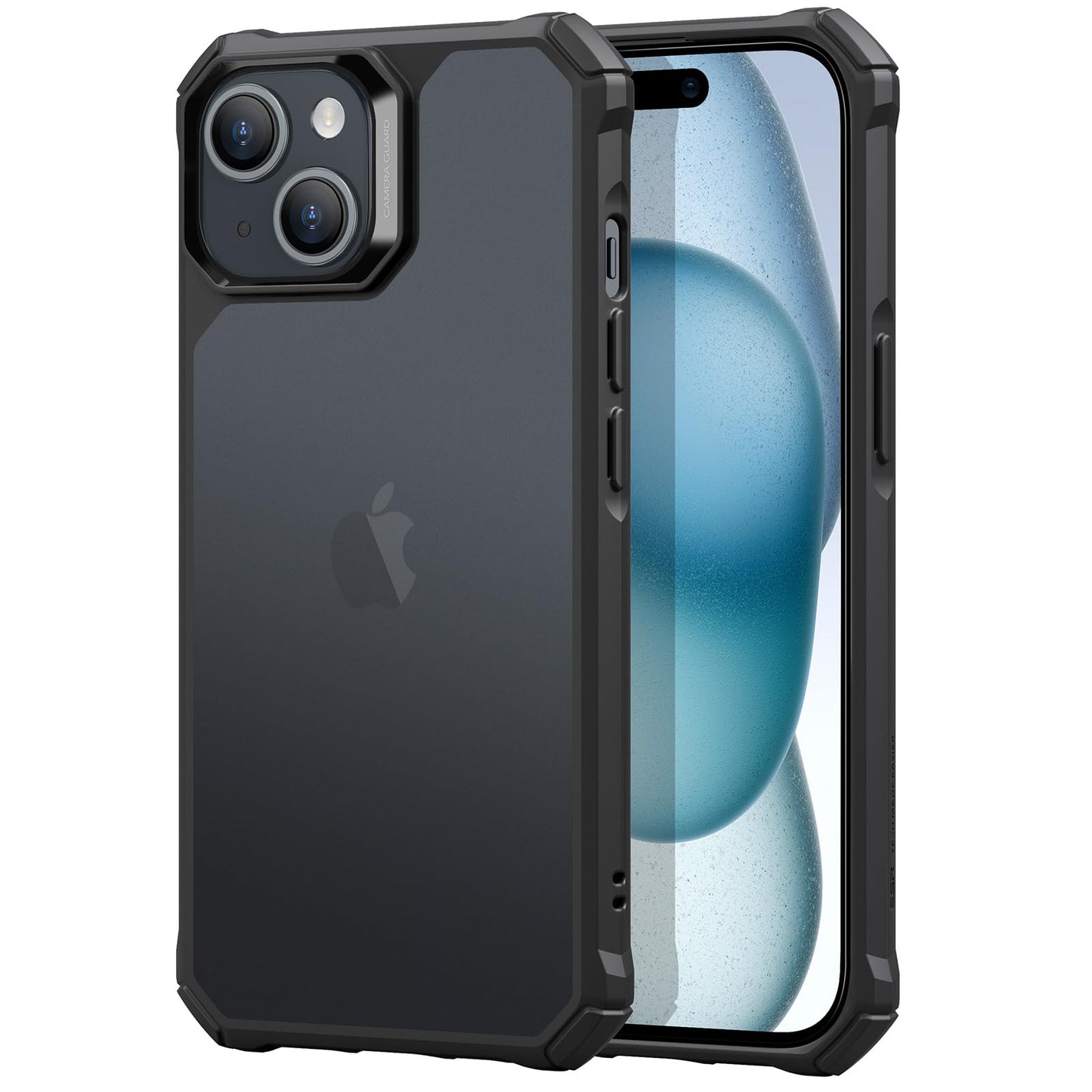 ESR for iPhone 15 Case Cover, Military-Grade Protection, Shockproof Air Guard Corners, Yellowing-Resistant Acrylic Back, Phone Case for iPhone 15, Air Armor Series, Frosted Black