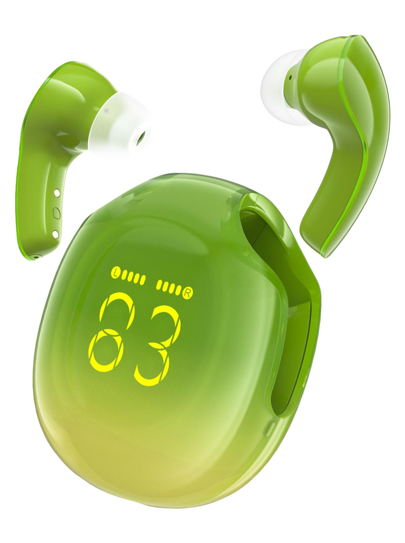 ACEFAST T9 Bluetooth Headphones: Wireless Bluetooth 5.3, ENC Noise Cancellation, 30 Hours Playtime, LED Display, Built-in Microphone, IPX4 Water Resistance (Green)