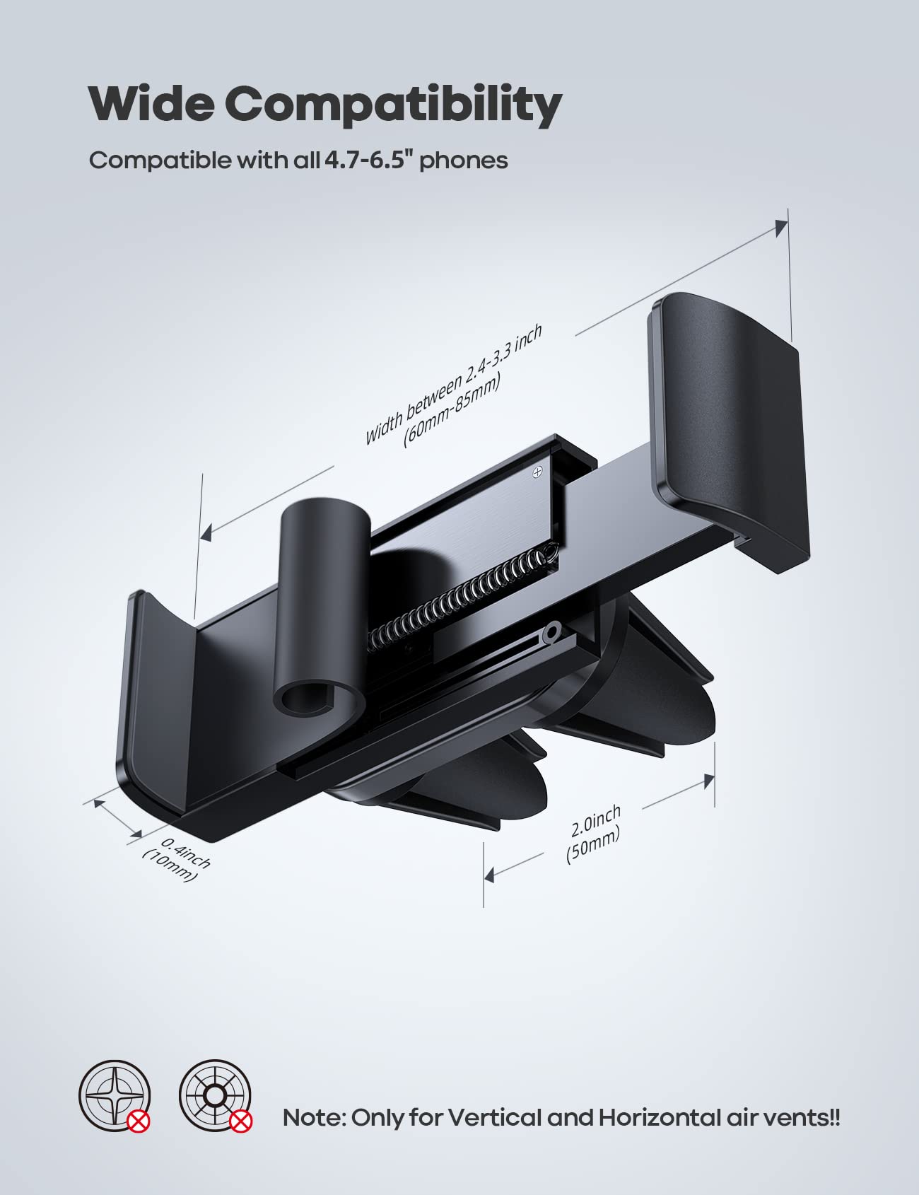 Lamicall Car Vent Phone Mount - Air Vent Clip Holder, Universal Stand Hands Free Cradle Compatible with Cell Phone 14 13 12 Mini 11 Pro Xs Max Xr X 8 7 6 6s Plus SE Smartphones Black