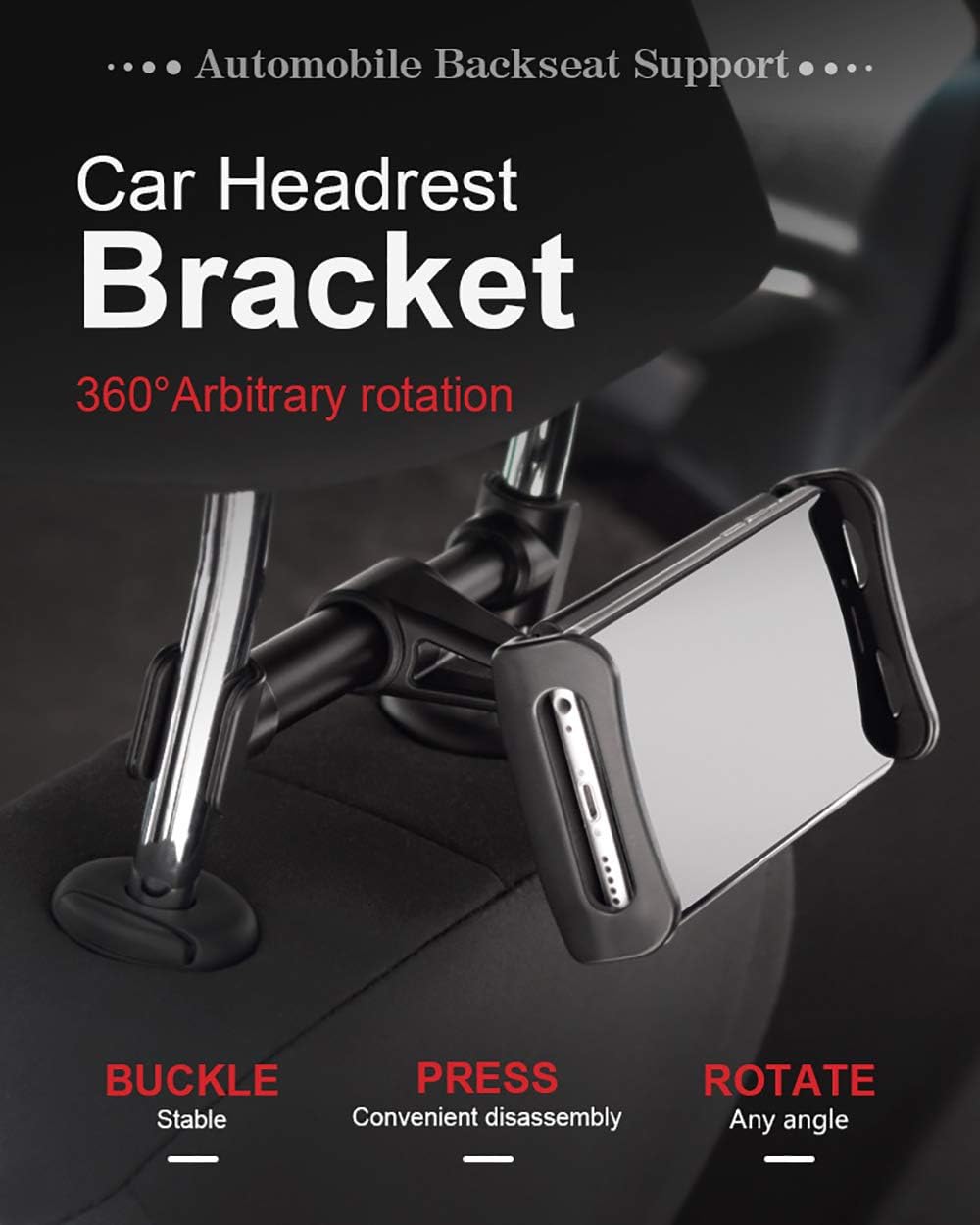 Car Headrest Mount/Tablet Holder Car Backseat Seat Mount/Tablet Headrest Holder Universal 360° Rotating Adjustable for All 4.5"-10.5" Tablet iPad iPad Air iPad Mini,Samsung Galaxy