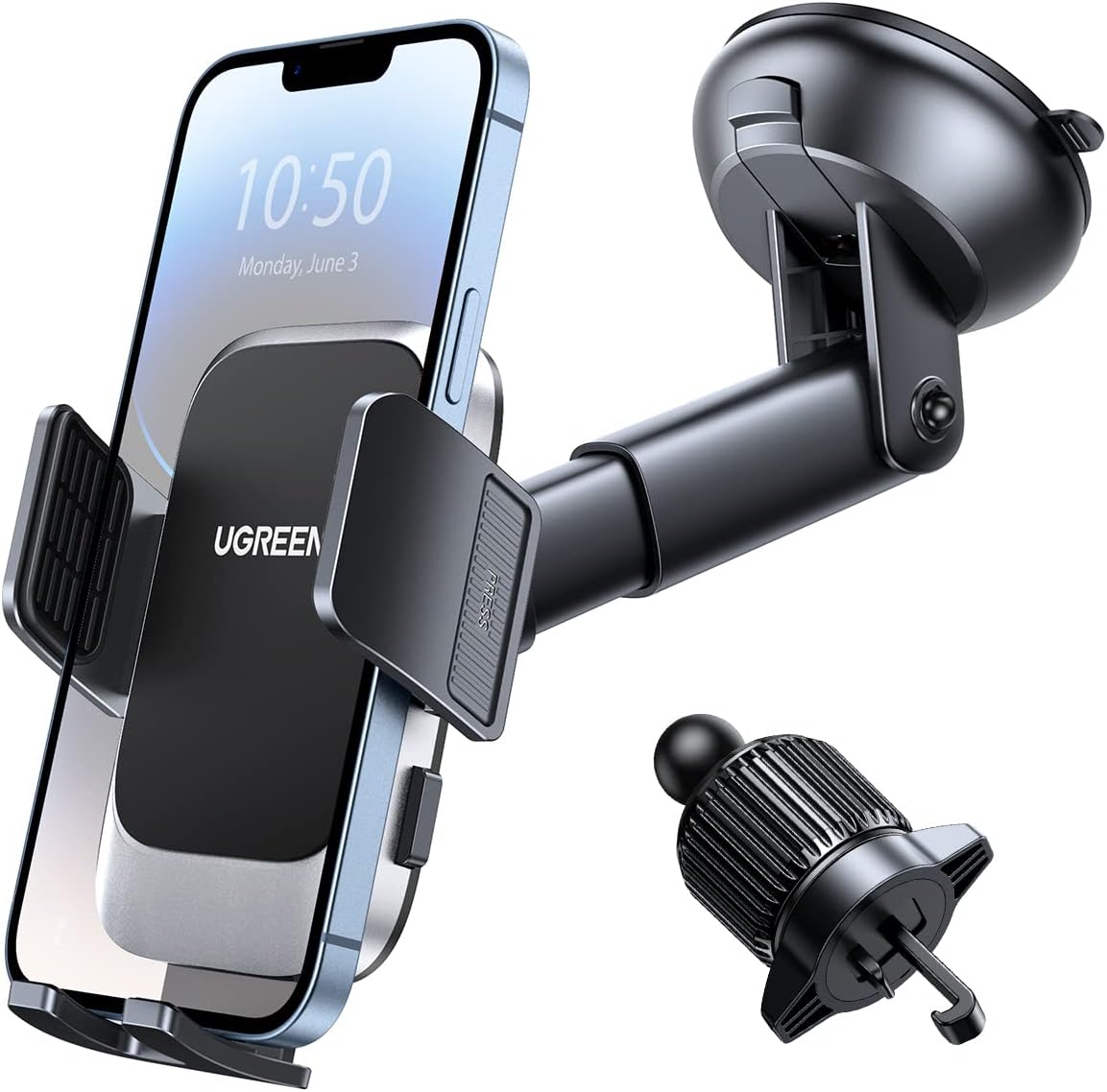 UGREEN【2024-Gen Upgraded 3 IN 1】Car Phone Holder for Dashboard/Windshield/AirVent Car Mount Ultra Stable Car Mobile Holder with Strong Suction Cup Car Stand Fit for iPhone 15 Pro Max Galaxy S24 S23