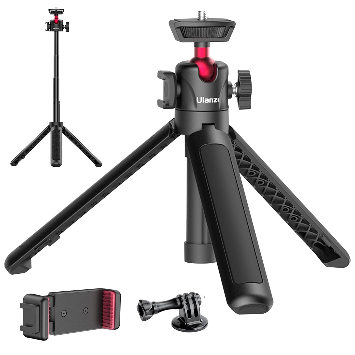 Ulanzi MT-16 Camera Tripod Stand Holder, Mini Tabletop Tripod Selfie Stick with Cold Shoe, Travel Tripod for iPhone 12 Canon G7X Mark III Sony ZV-1 RX100 VII A6600 Vlogging Filmmaking Live Streaming