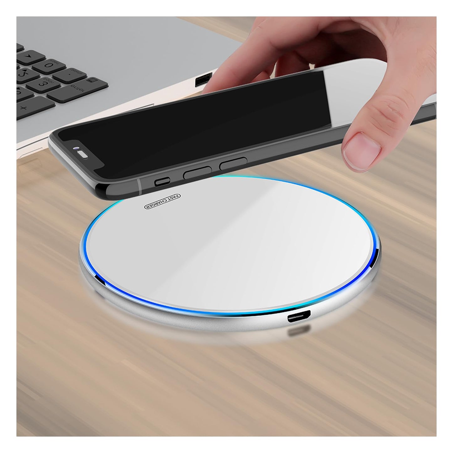 Wireless Charger for iPhone,Fast Wireless Charging Station for iPhone,Samsung, Huawei, ZTE(White)