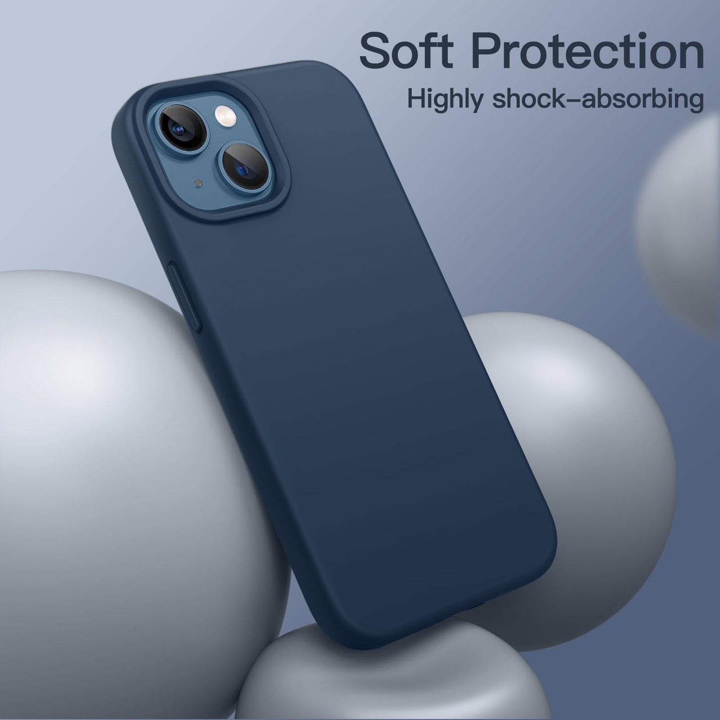 JETech Silicone Case for iPhone 13 6.1-Inch, Silky-Soft Touch Full-Body Protective Phone Case, Shockproof Cover with Microfiber Lining (Navy)