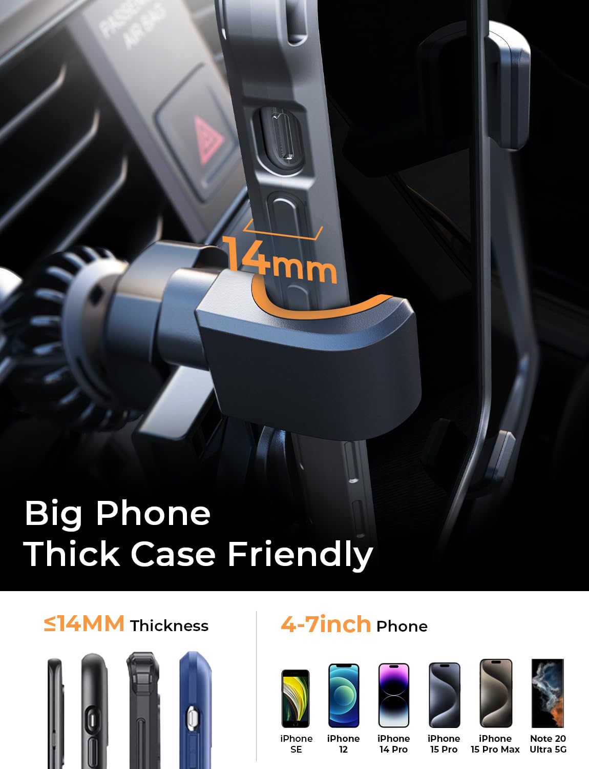 AINOPE Gravity Car Phone Holder 2024 Upgrade Mobile Holder for Car Vent Auto Lock Hands Free Car Phone Holder fits for Samsung Galaxy iPhone 15 14 Pro Max Plus