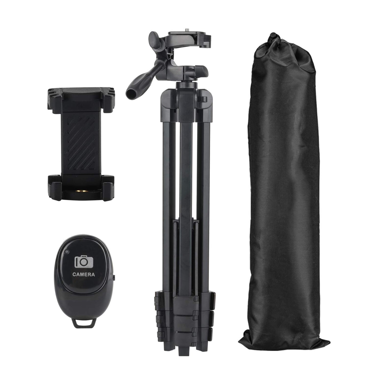 Eocean 136cm Camera Tripod Stand with Bag, Portable Tripod for Camera and Mobile Phone, Extendable Aluminum Phone Tripod for iPhone with Remote, Travel iPhone Tripod for Video Recording