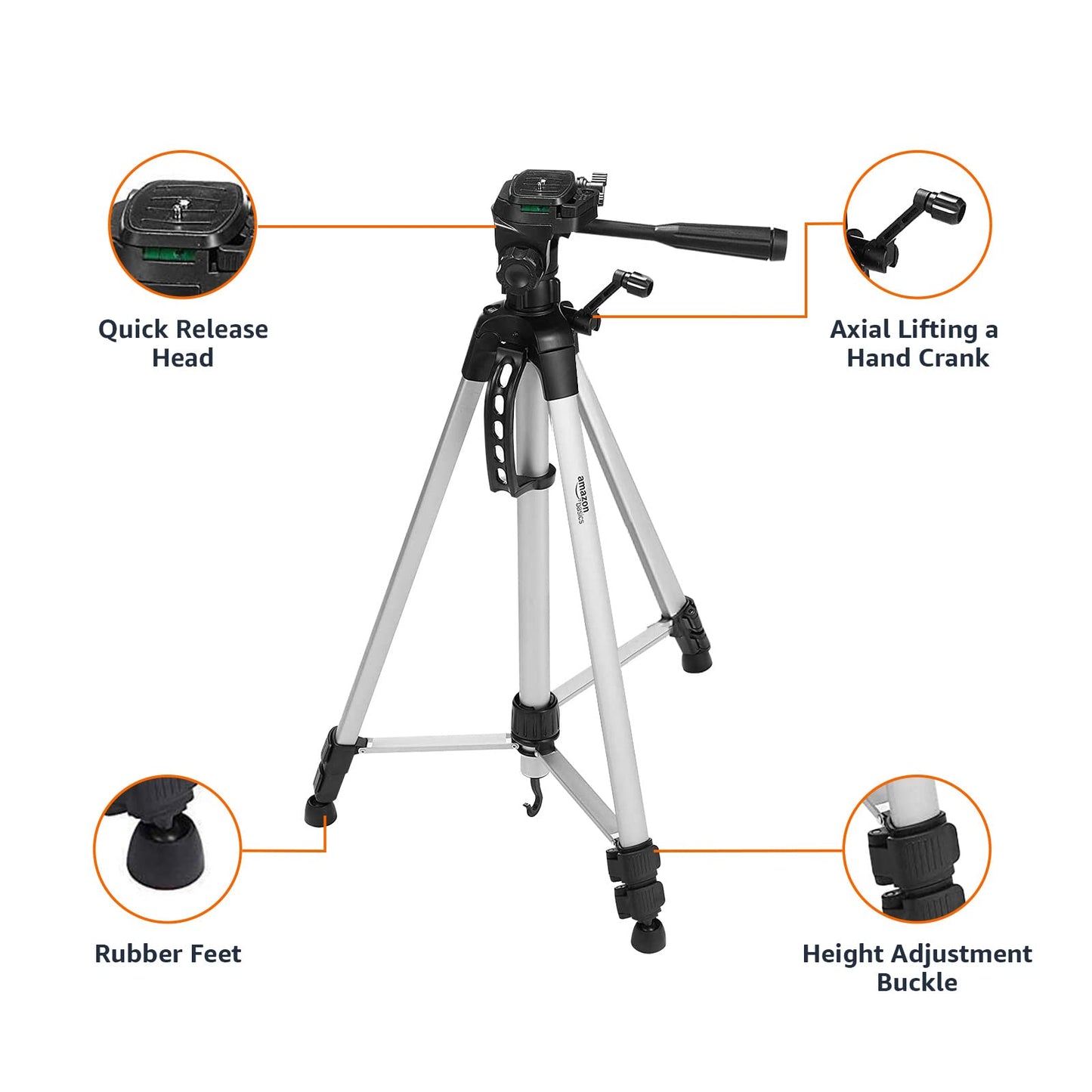 Amazon Basics 152.4-cm Lightweight Tripod With Bag, Black