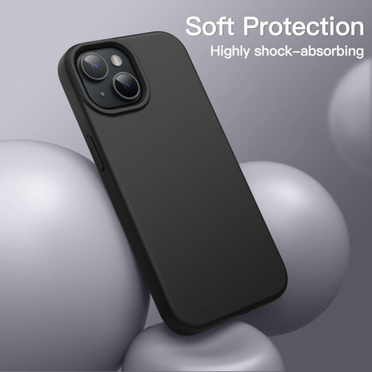 JETech Silicone Case for iPhone 13 6.1-Inch, Silky-Soft Touch Full-Body Protective Phone Case, Shockproof Cover with Microfiber Lining (Black)