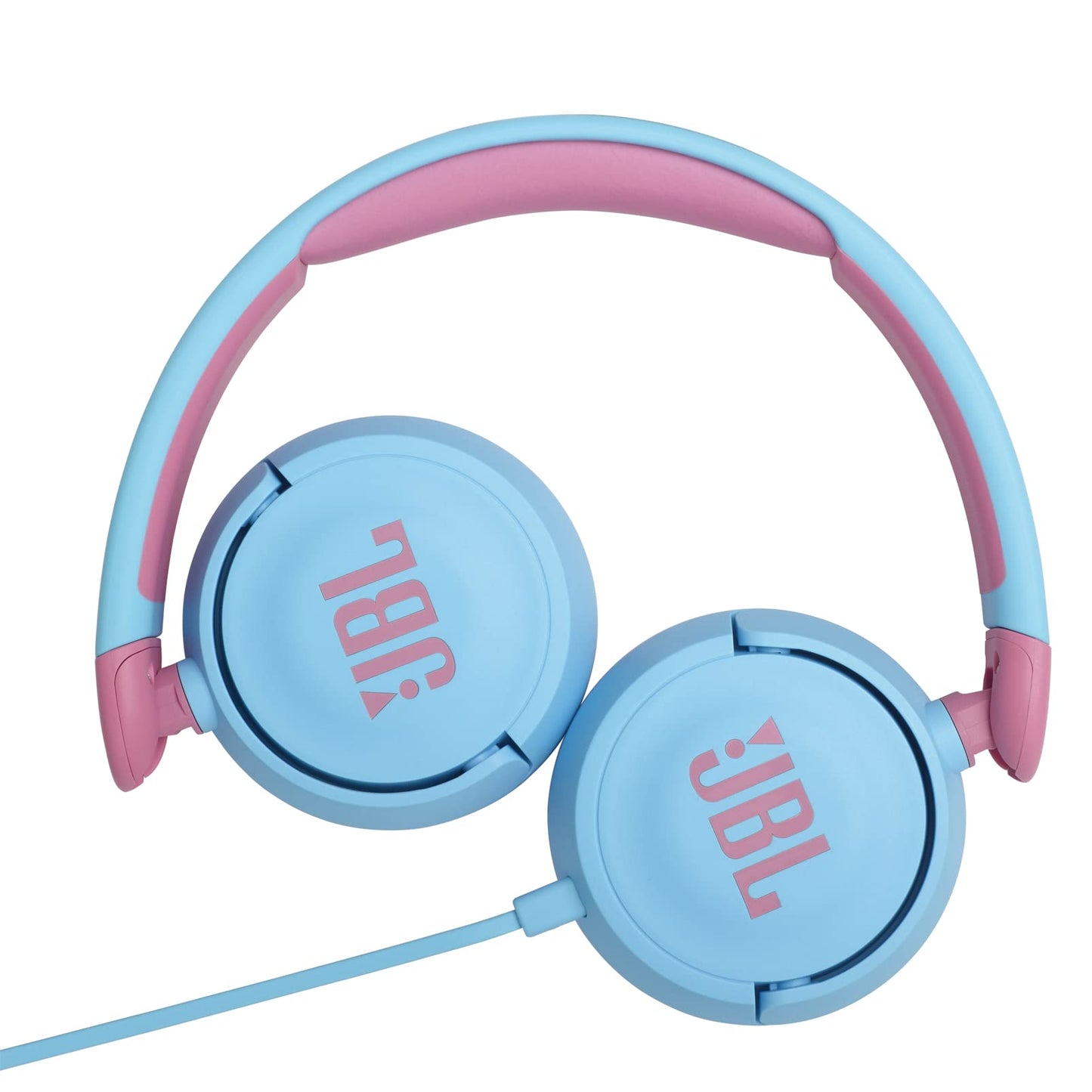 JBL Jr 310 Kids Wired On-Ear Headphones, Safe Sound (<85dB), Built-In Mic, Sof Padded Headband, Comfortable Ear Cushion, Compact and Foldable Design, Single-Side Flat Cable - Blue, JBLJR310BLU