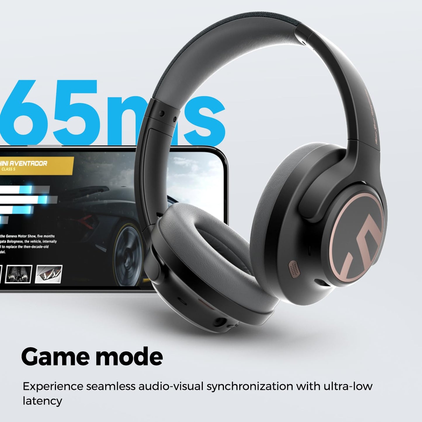 SoundPEATS Space Hybrid Active Noise Cancellation Headphones, Over Ear Headphones with 123H Playtime, Wireless Bluetooth Headphones with Deep Bass, Hi-Res Audio, Multipoint Connection&App Customize EQ