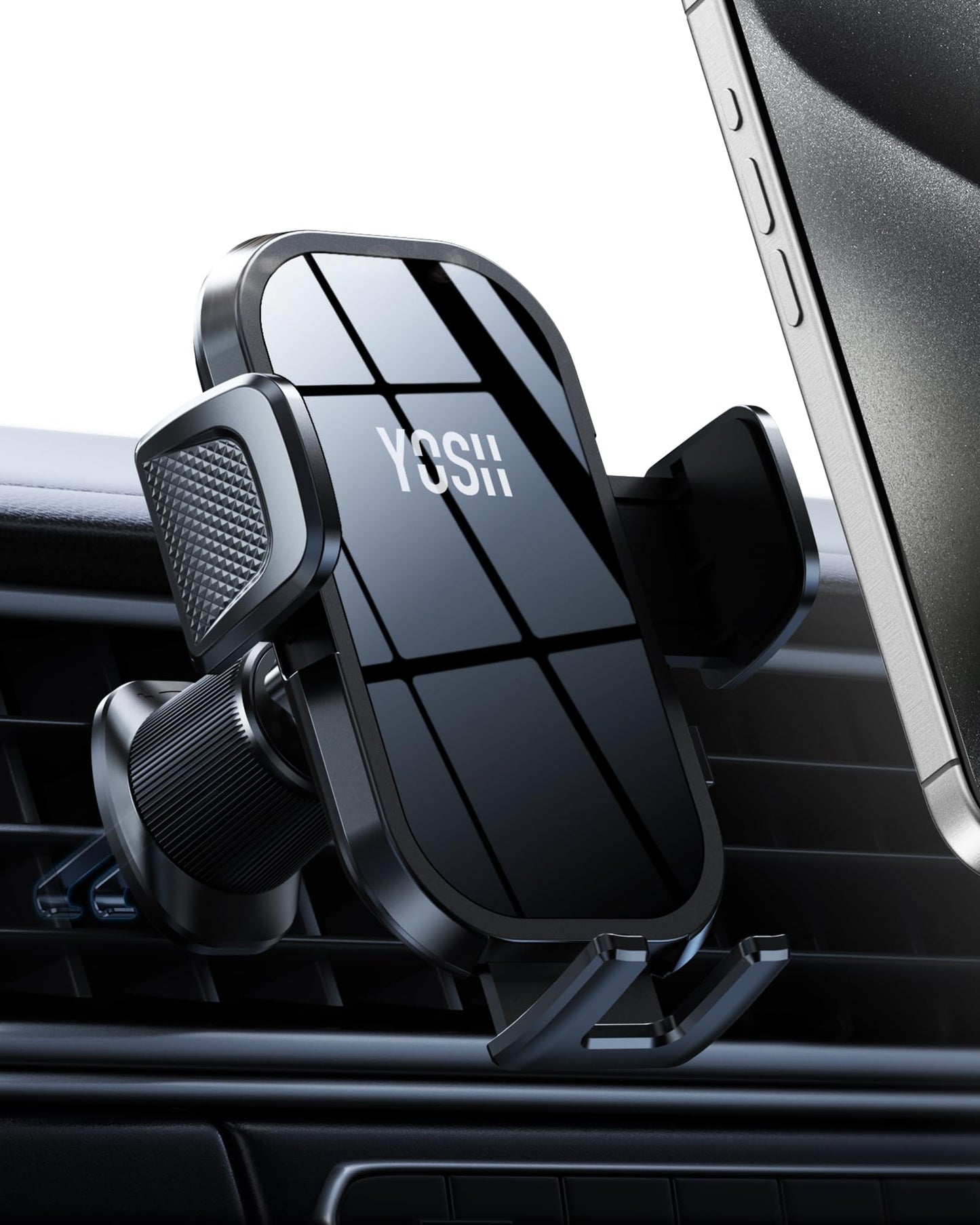 YOSH Car Phone Holder, 2024 Air Vent Phone Holder for Cars, iPhone Car Holder Double Lock Metal Hook, Super Stable Big Phone Friendly for iPhone 15 14 13 12 11 Pro Max Samsung S23 S22 S21 Pixel etc