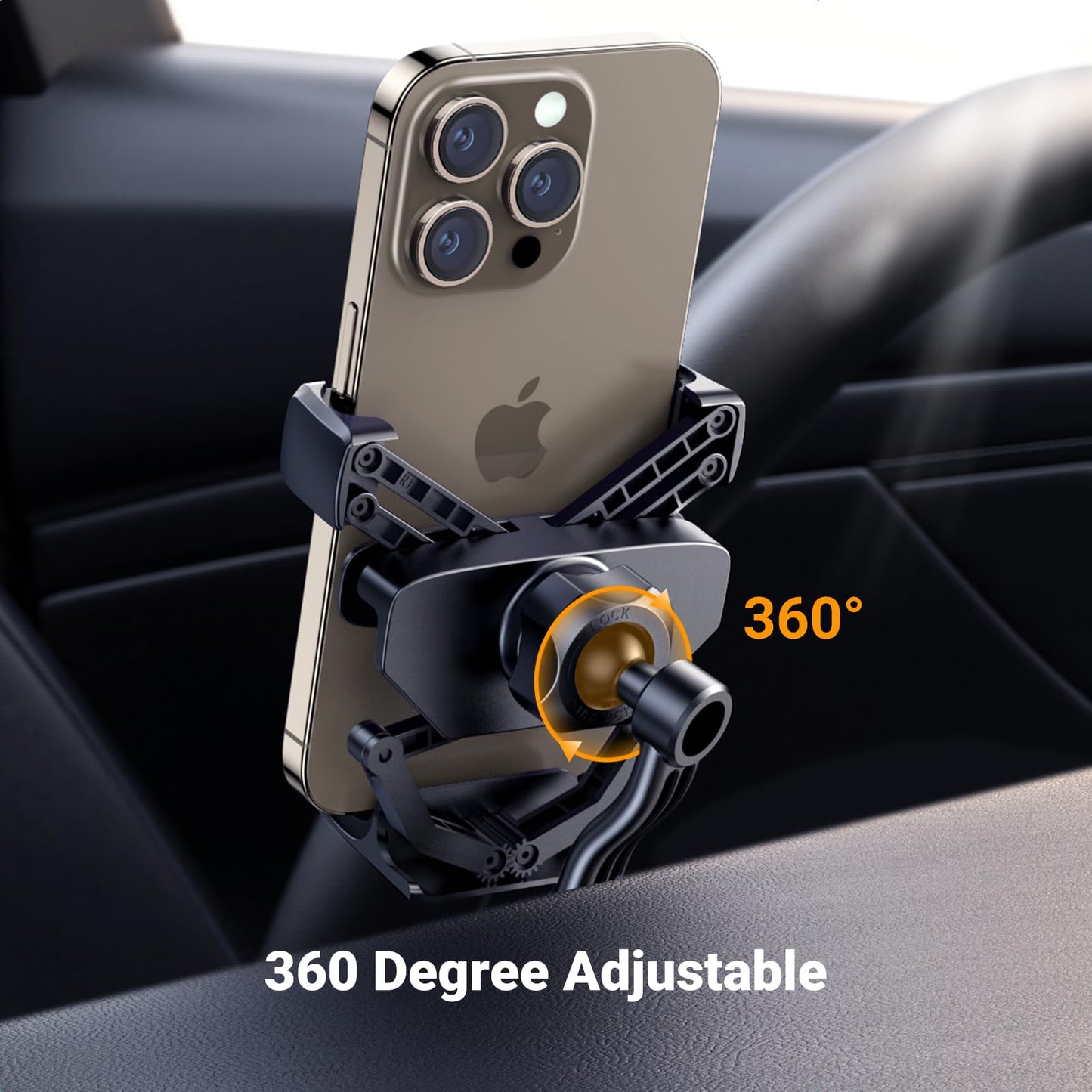 UGREEN Mobile Holder for Car, Car Phone Holder for Air Vent Car Mobile Holder with Auto Lock & Hook Shape Clip Do Not Block Air Vent Phone Holder Car for iPhone 13/14/15 Pro Max S24 S23 S22 Ultra, etc