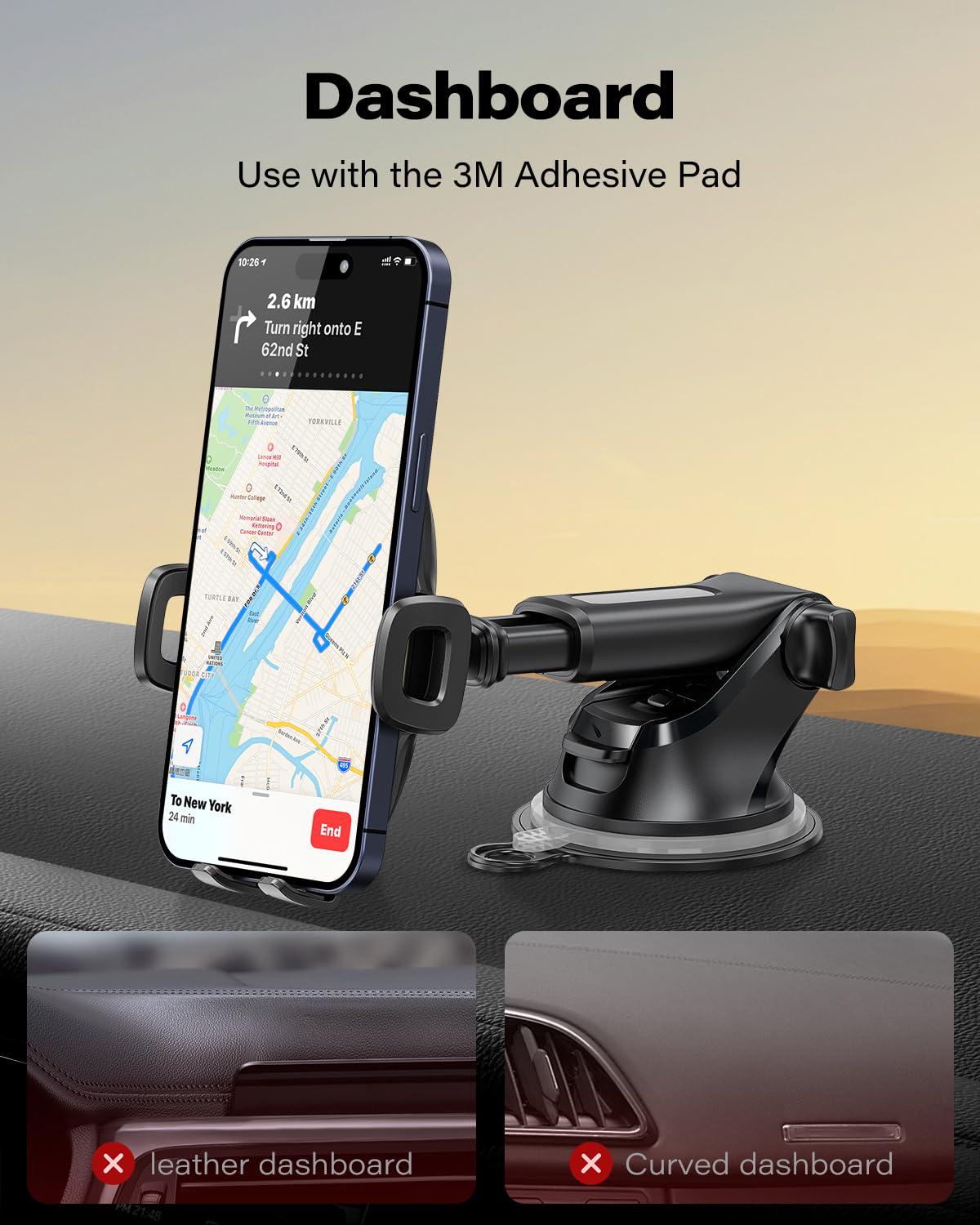 APPS2Car Car Phone Holder Car Holder Mobile Universal 360 Mobile Stand for Car Dashboard Windshield Compatible for 4.7-6.8 iPhone 15/14/13 series Samsung and More