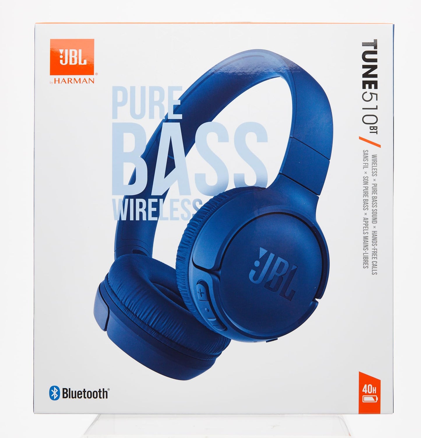 JBL Tune 510BT Wireless On Ear Headphones, Pure Bass Sound, 40H Battery, Speed Charge, Fast USB Type-C, Multi-Point Connection, Foldable Design, Voice Assistant - Blue, JBLT510BTBLUEU