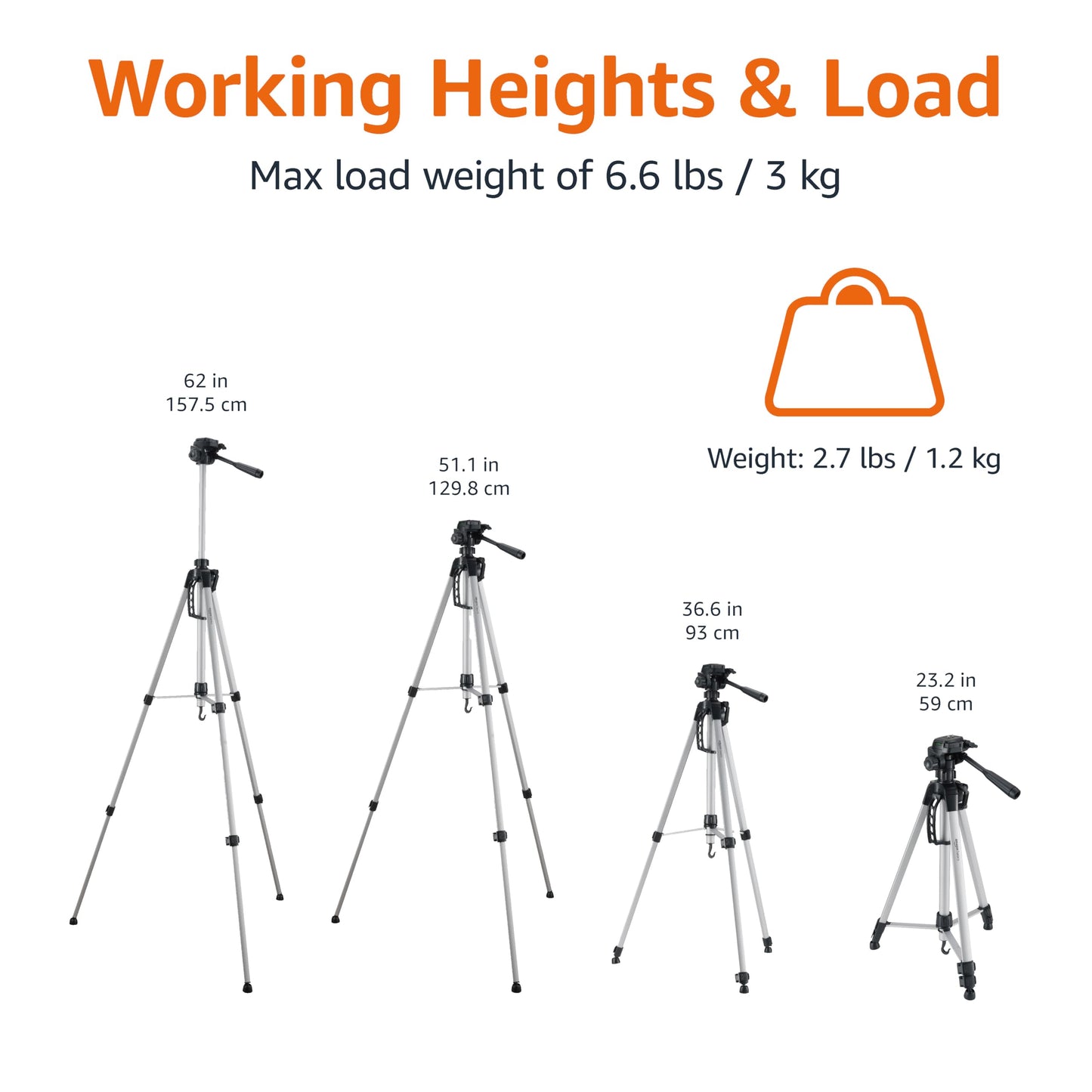 Amazon Basics 152.4-cm Lightweight Tripod With Bag, Black