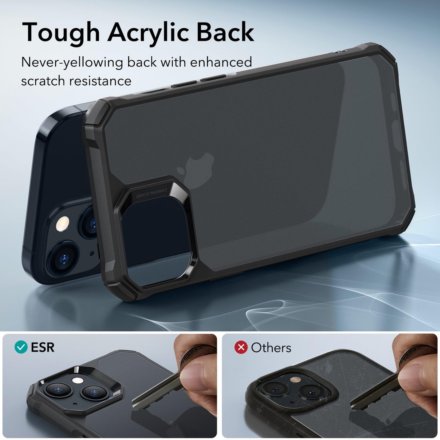 ESR for iPhone 15 Case Cover, Military-Grade Protection, Shockproof Air Guard Corners, Yellowing-Resistant Acrylic Back, Phone Case for iPhone 15, Air Armor Series, Frosted Black