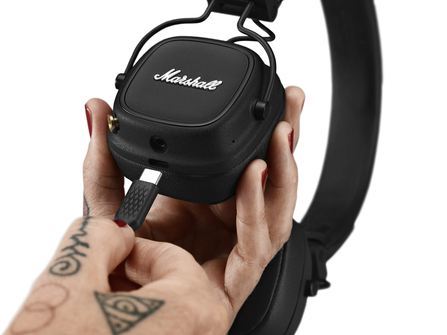 Marshall Major IV Bluetooth Headphones - Foldable Wireless Headphones Bluetooth With 80 Hours of Playtime - Black