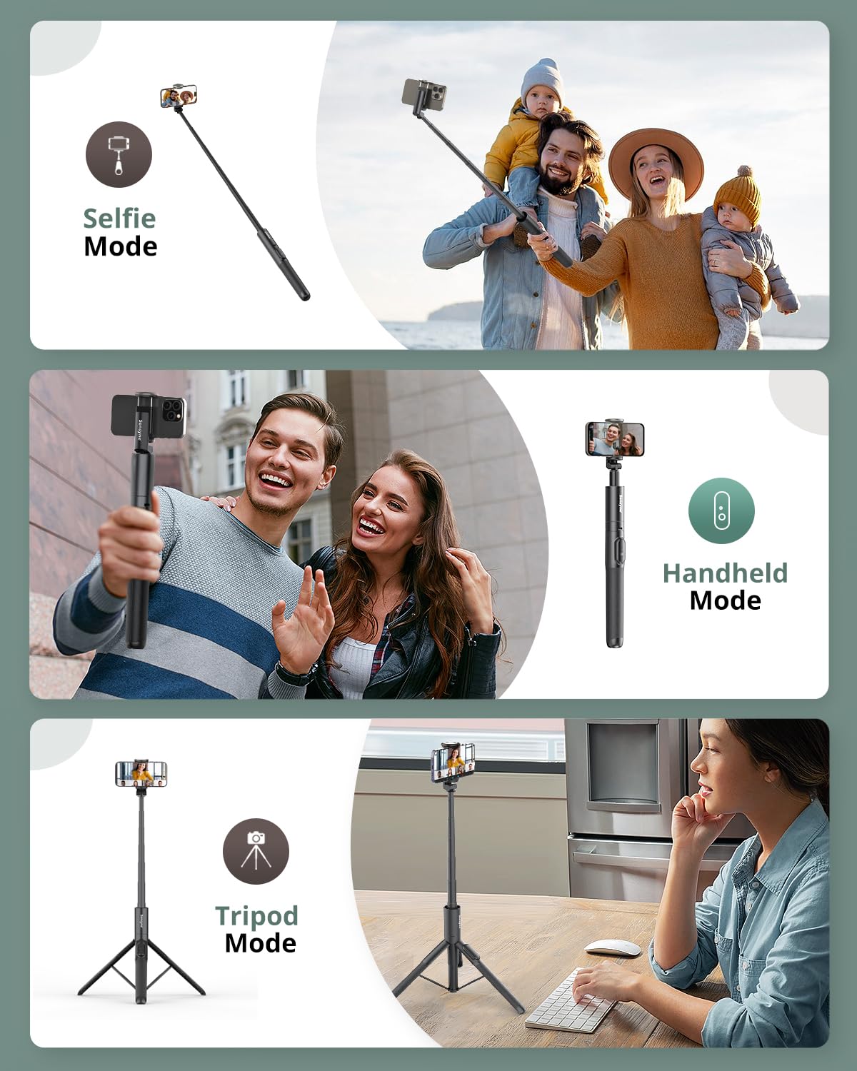 Sensyne 60" Phone Tripod & Selfie Stick, Lightweight All in One Phone Tripod Integrated with Wireless Remote Compatible with All Cell Phones for Selfie/Video Recording/Photo/Live Stream/Vlog（Black）