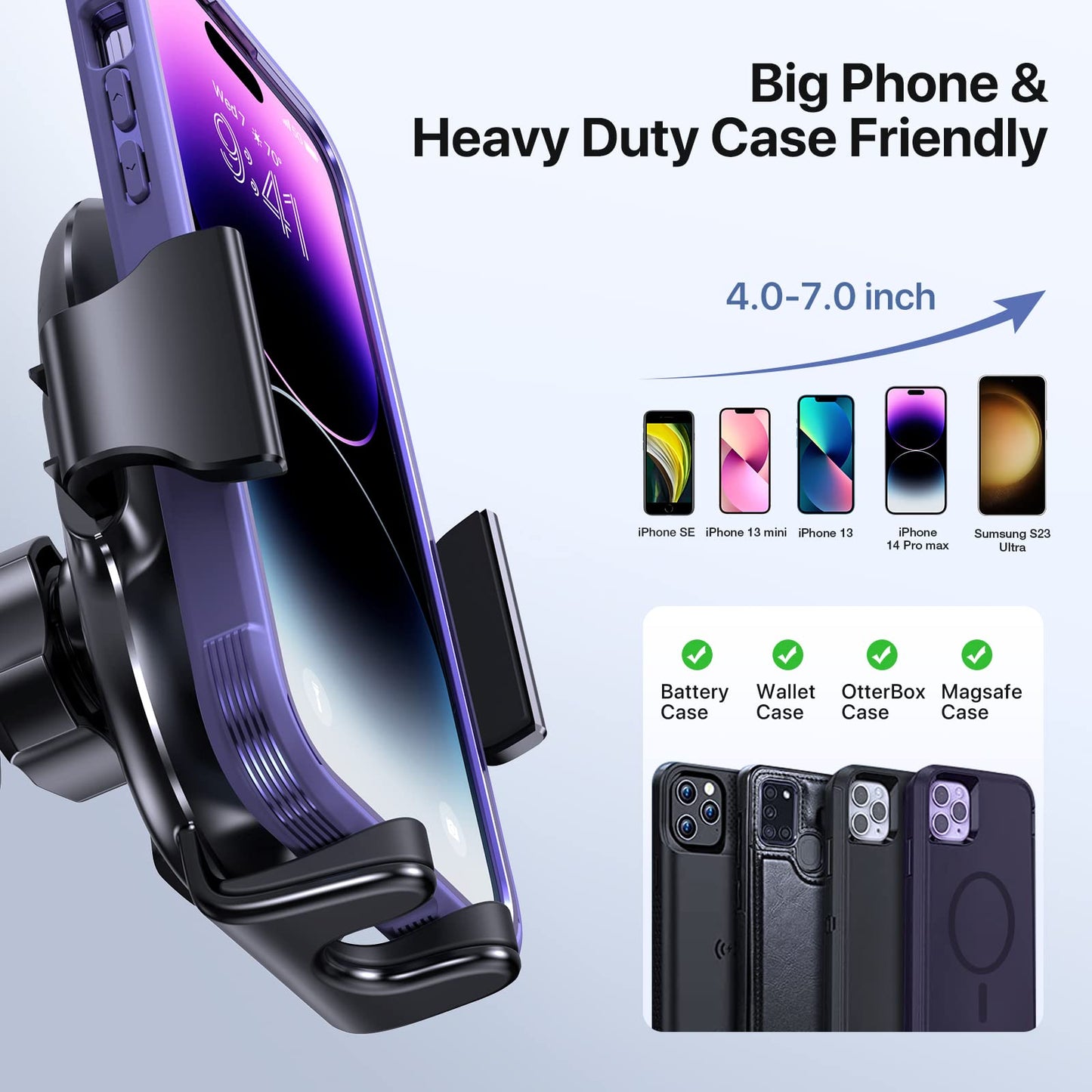 【Holder Expert Generation】 Miracase Car Phone Holder, Mobile Holder for Car Air Vent, Phone Holder Car Compatible with iPhone 14 Pro Max 13 12 11, Samsung S23, Xiaomi, ONEPLUS, Google, HUAWEI and more