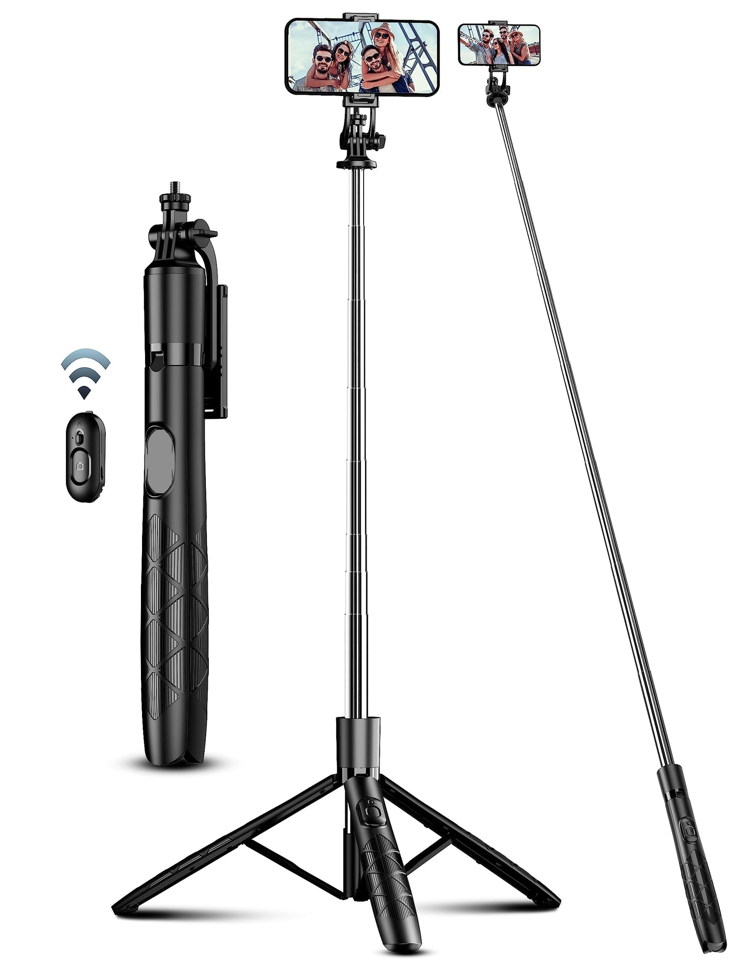 71" Phone Tripod & Selfie Stick, All in One Extendable Cell Phone Tripod with Wireless Remote, Tripod Stand for iPhone & Travel Tripod 360° Rotation Compatible with iPhone Android Phone, Camera