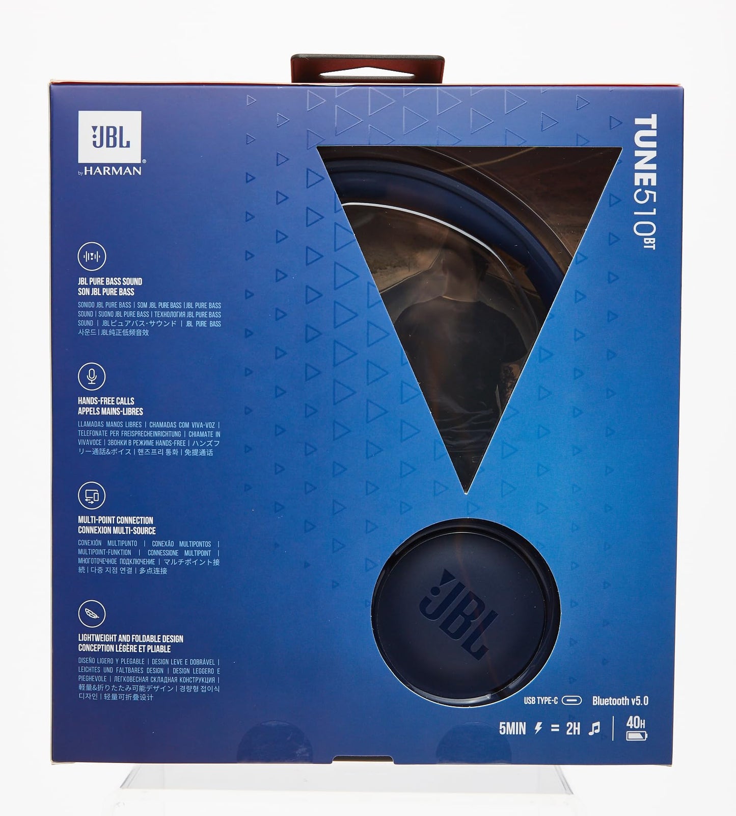 JBL Tune 510BT Wireless On Ear Headphones, Pure Bass Sound, 40H Battery, Speed Charge, Fast USB Type-C, Multi-Point Connection, Foldable Design, Voice Assistant - Blue, JBLT510BTBLUEU