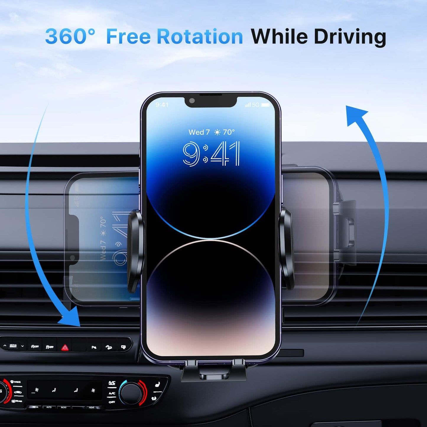 Miracase Car Phone Holder, [Upgraded Dual Metal Hook Clip] Universal Mobile Holder for Car, Hands Free Air Vent Phone Holder Car Compatible with iPhone/Samsung/Nokia and All 4.0"-7.0" Smartphones