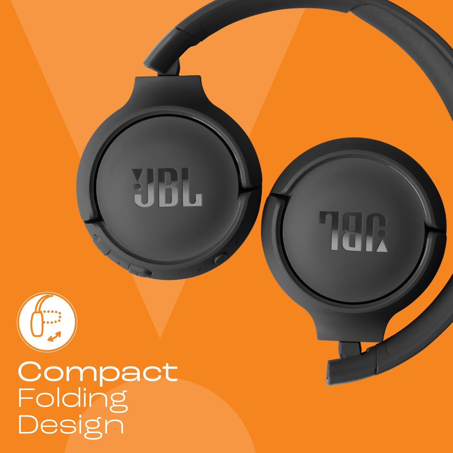 JBL Tune 520BT Wireless On Ear Headphones with Mic, Pure Bass Sound, Upto 57 Hrs Playtime, Speedcharge, Customizable Bass with Headphones App, Lightweight, Bluetooth 5.3 (Black)