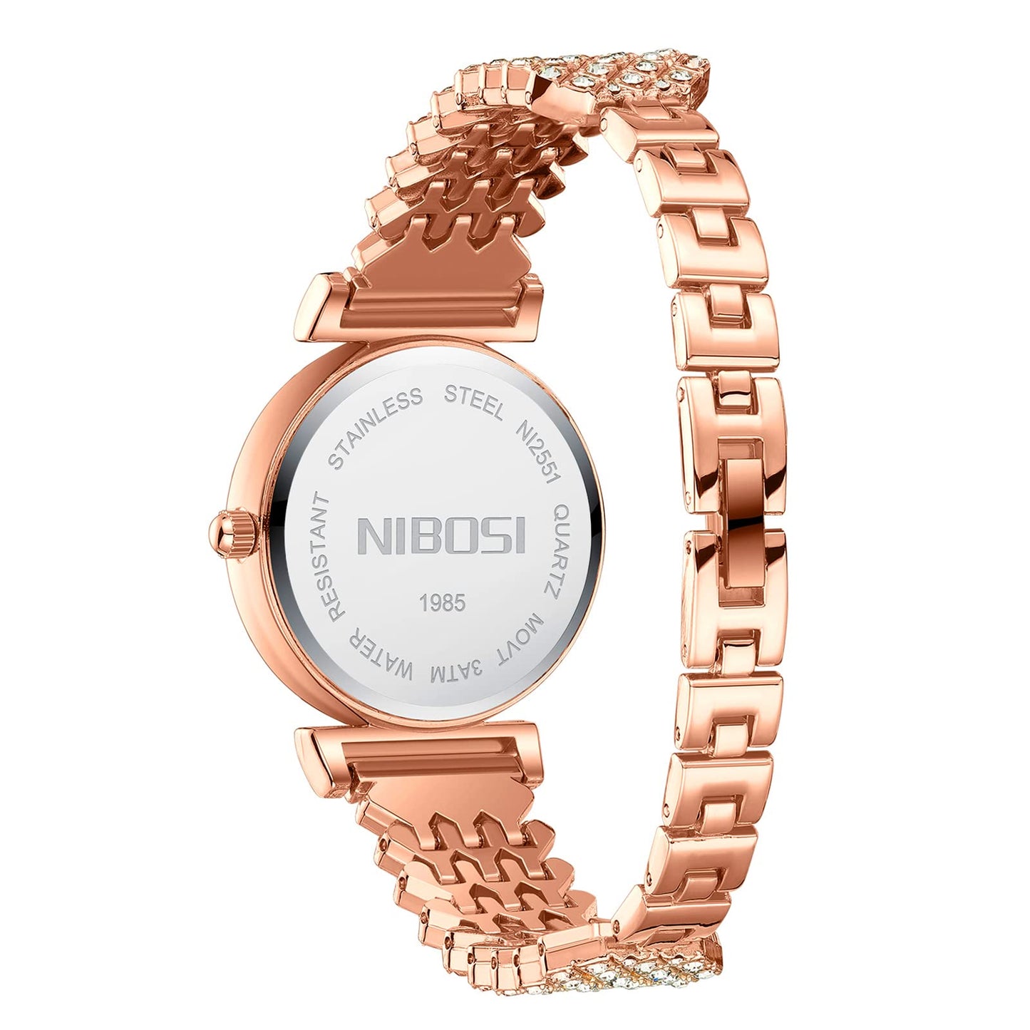 NIBOSI Women's Watches Rose Gold Diamond Dial Watches for women Stylish Analog Dress Wrist Watches with Stainless Steel Strap