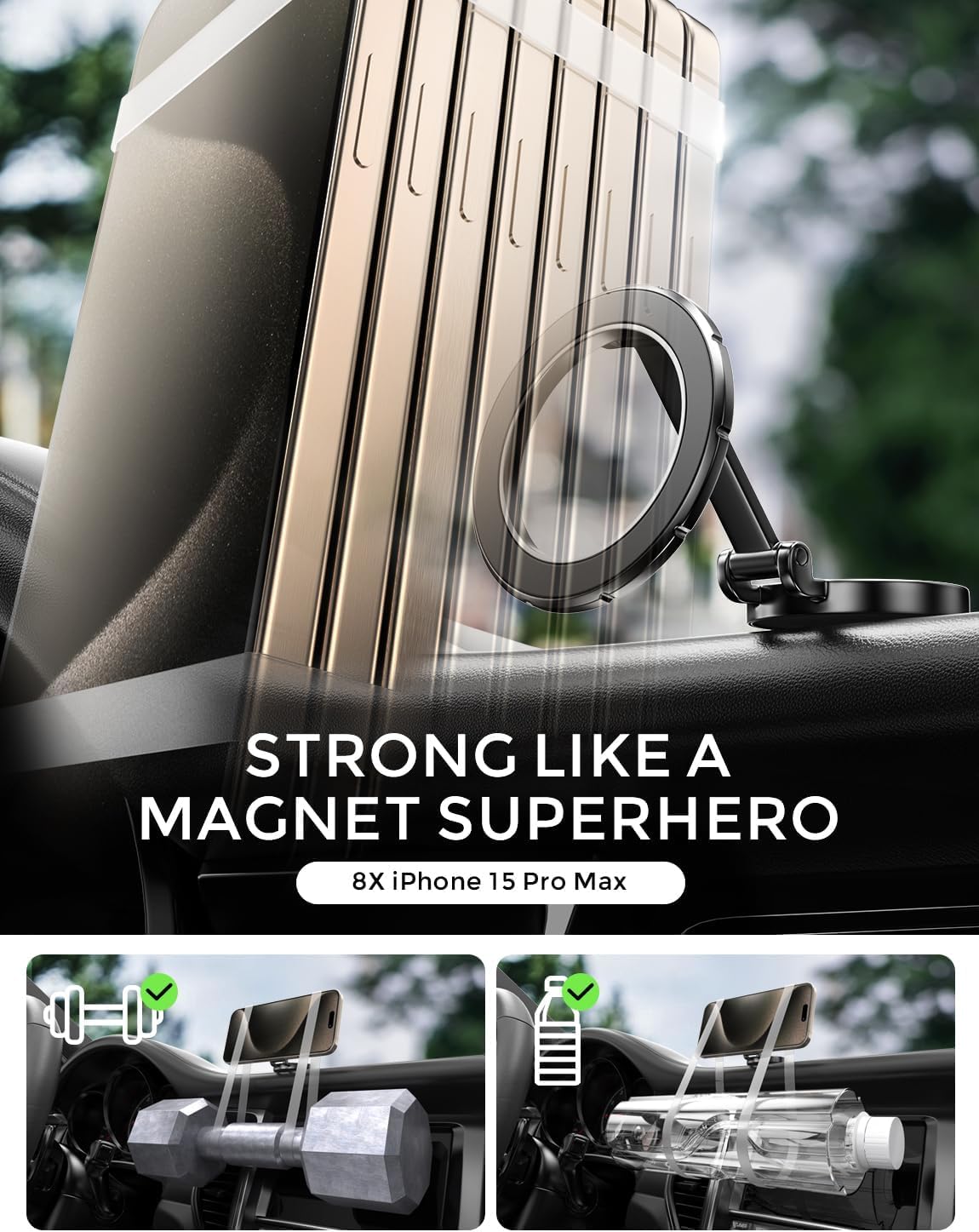 For Magsafe Car Mount, [360° Rotation Strong Magnet] Phone Holder for Your Car, Stand Hands Free Car Holder Phone Mount Car Fit for iPhone 15 14 13 12 Pro Max Plus Mini Magsafe Cases (Black)