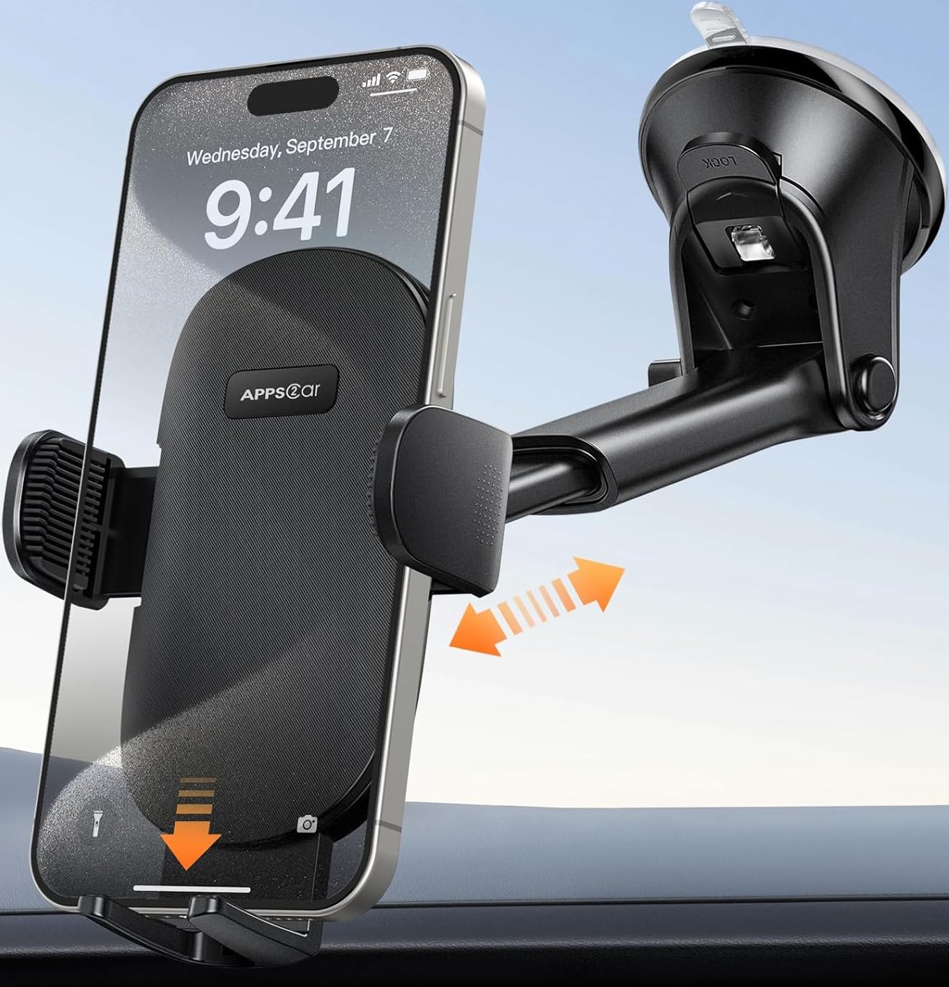 APPS2Car Car Phone Holder Mount Dashboard/Windshield Car Mobile Holder Rotatable 360 Car Mount with Suction Cup Compatible with iPhone 15/14/13 series and all Android Phone