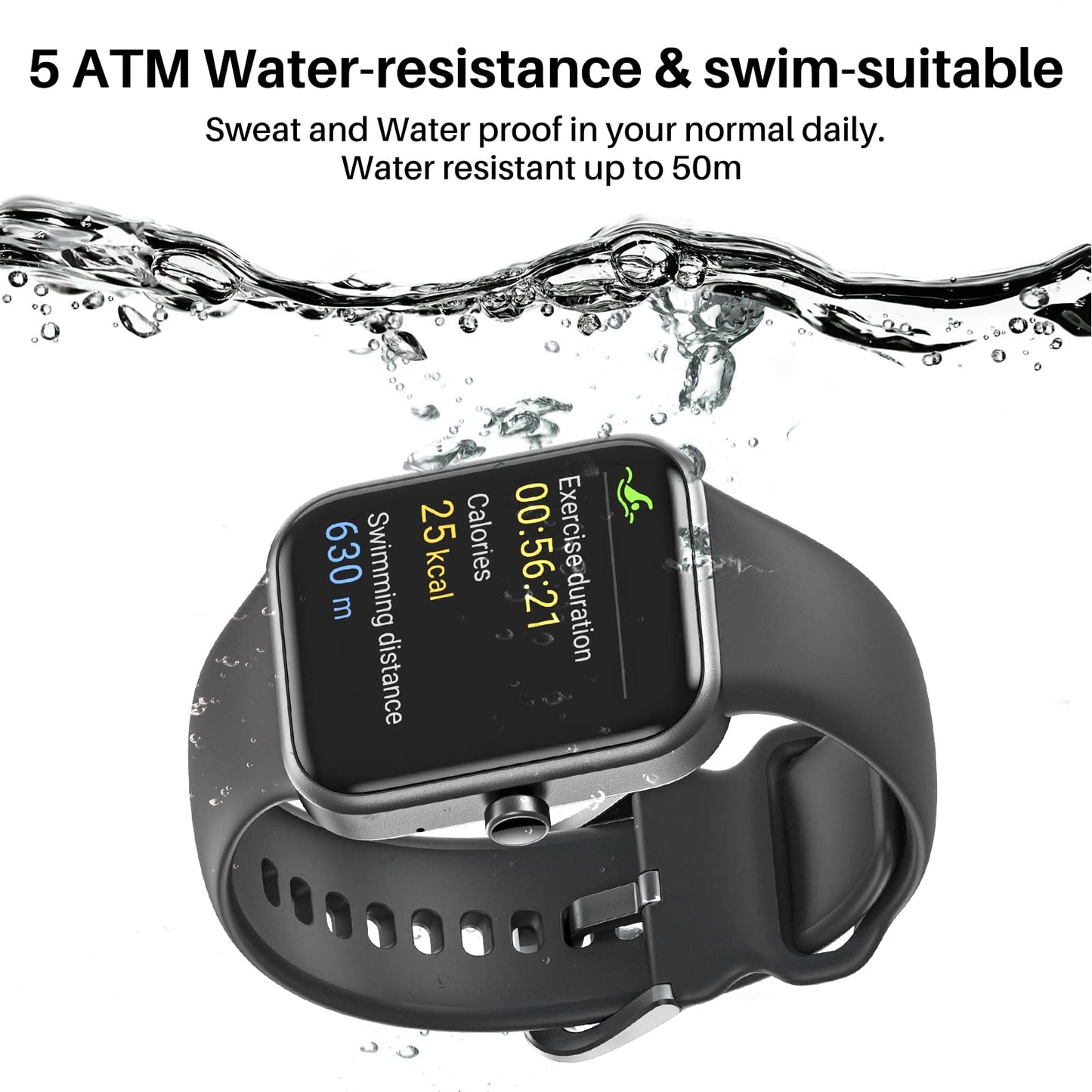 TOZO S2 Smart Watch Alexa Built-in Fitness Tracker with Heart Rate and Blood Oxygen Monitor,Sleep Monitor 5ATM Waterproof HD Touchscreen for Men Women Compatible with iPhone&Android