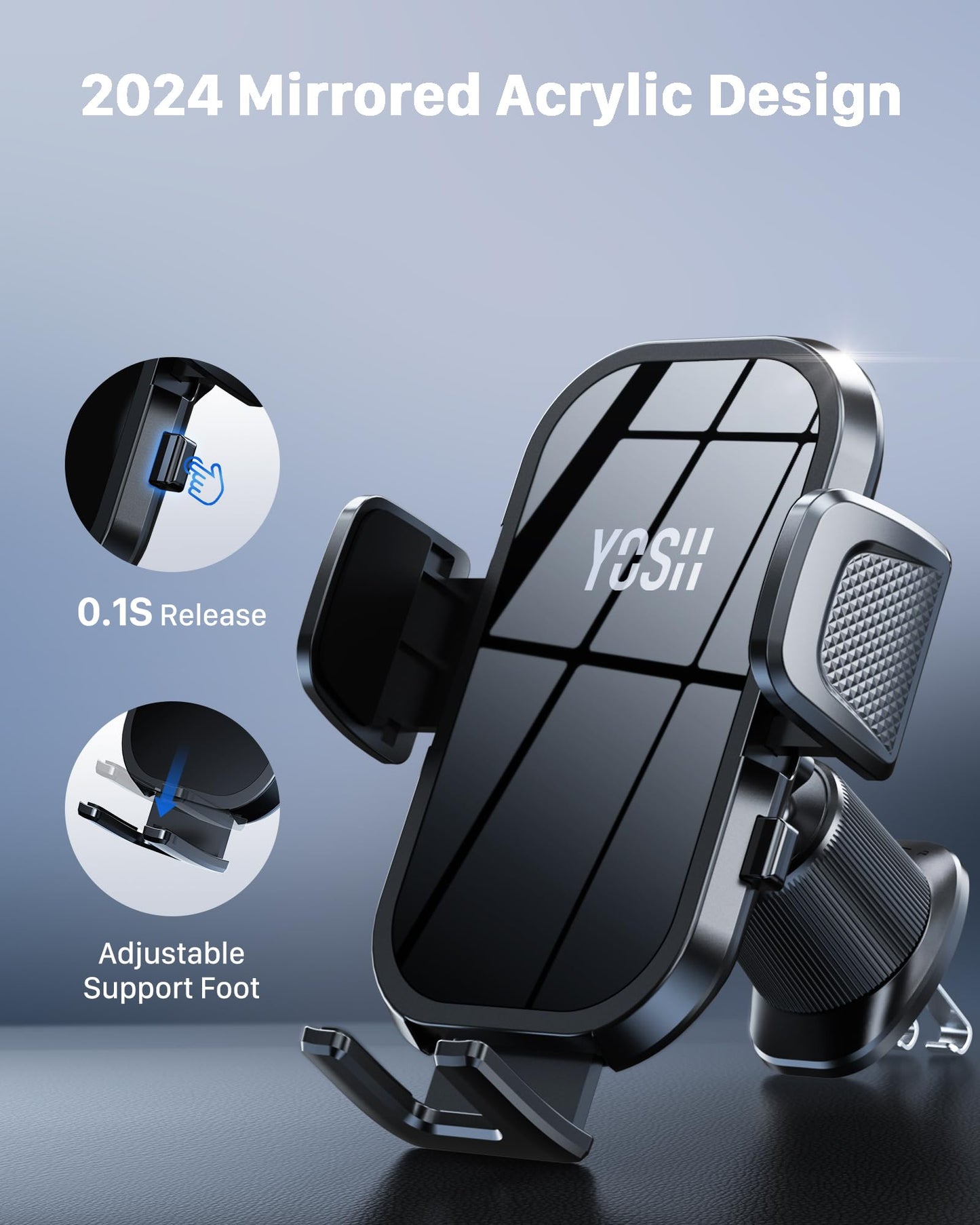 YOSH Car Phone Holder, 2024 Air Vent Phone Holder for Cars, iPhone Car Holder Double Lock Metal Hook, Super Stable Big Phone Friendly for iPhone 15 14 13 12 11 Pro Max Samsung S23 S22 S21 Pixel etc