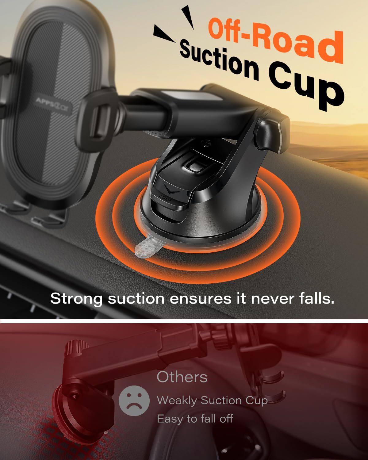 APPS2Car Car Phone Holder Car Holder Mobile Universal 360 Mobile Stand for Car Dashboard Windshield Compatible for 4.7-6.8 iPhone 15/14/13 series Samsung and More