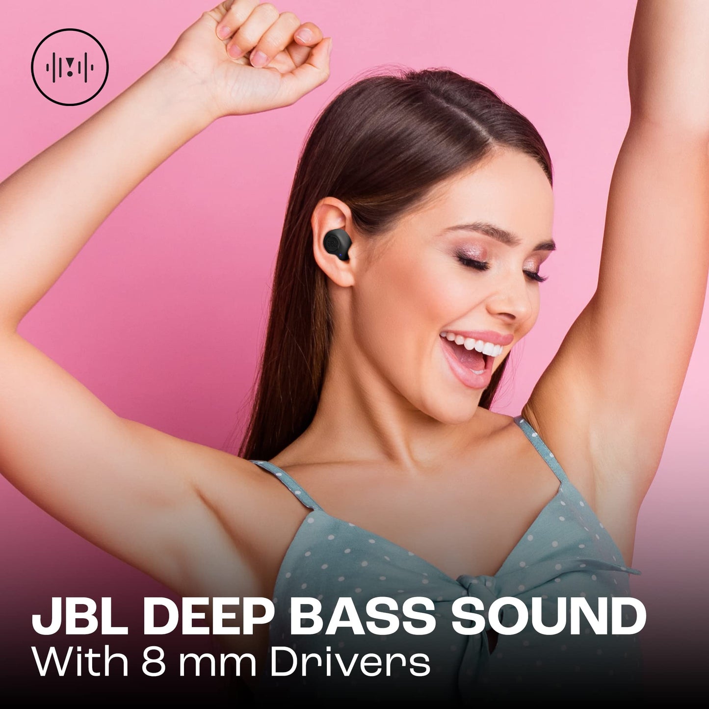 JBL Wave Buds True Wireless Earbuds, Deep Bass, Comfortable Fit, 32H Battery, Smart Ambient Technology, Hands-Free Call, Water and Dust Resistant - Black, JBLWBUDSBLK